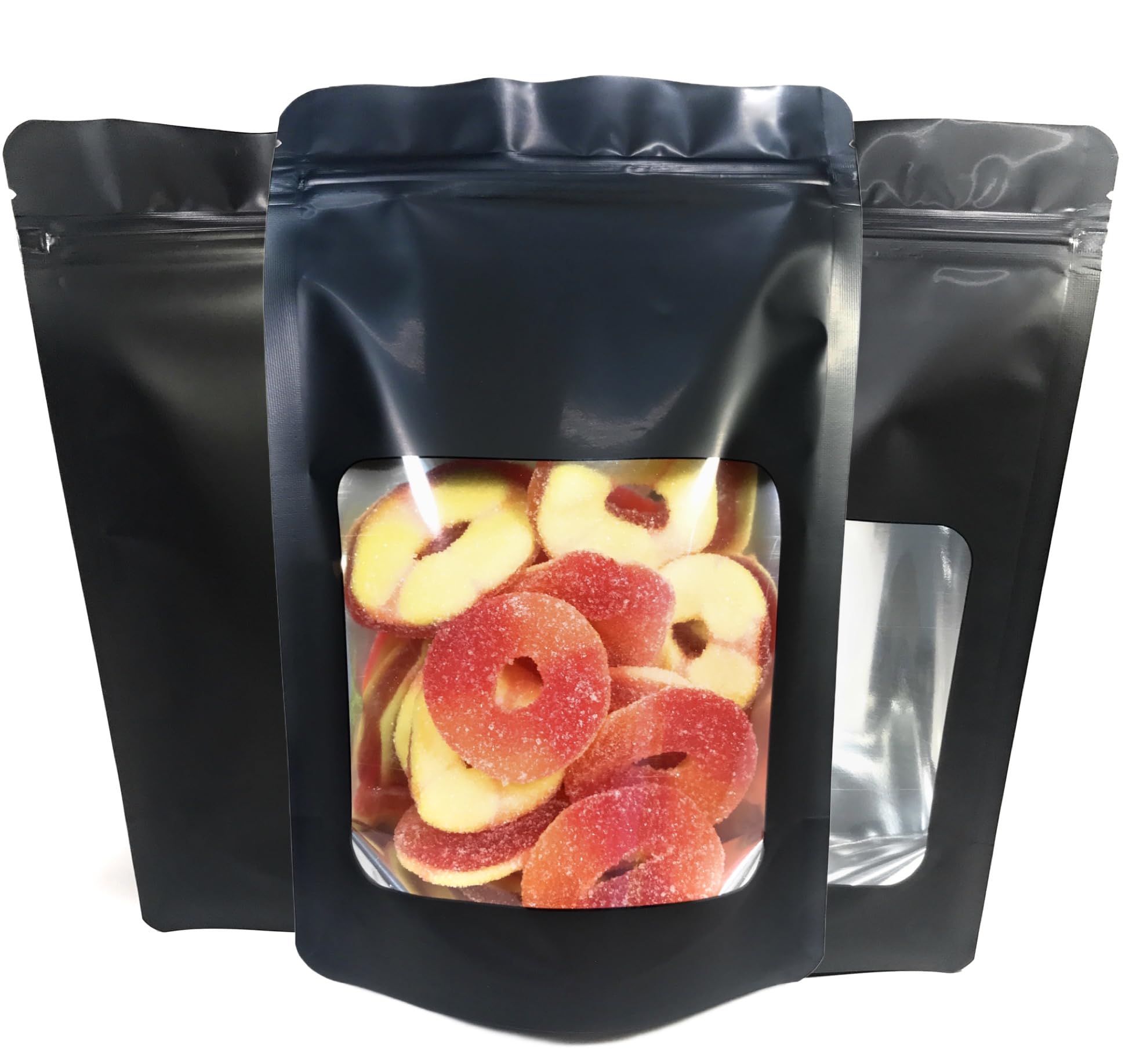 100 Pk Resealable Mylar Bags 4 Mil Stand Up Smell Proof Leak Proof Foil Pouch. Ultra Clear Window - Not Frosted Or Foggy. Travel