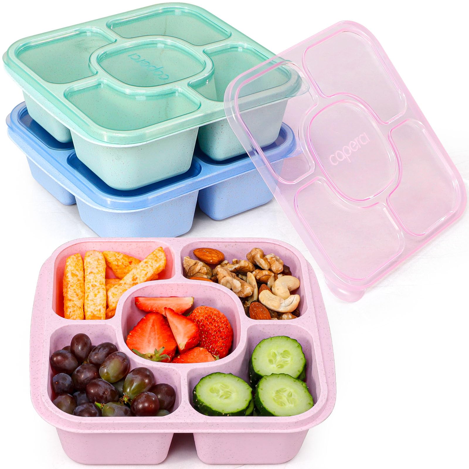 Caperci Original Snack Containers for Kids & Adults - Reusable Lunchable Container with 5 Compartment - BPA-Free Bento Snack Box