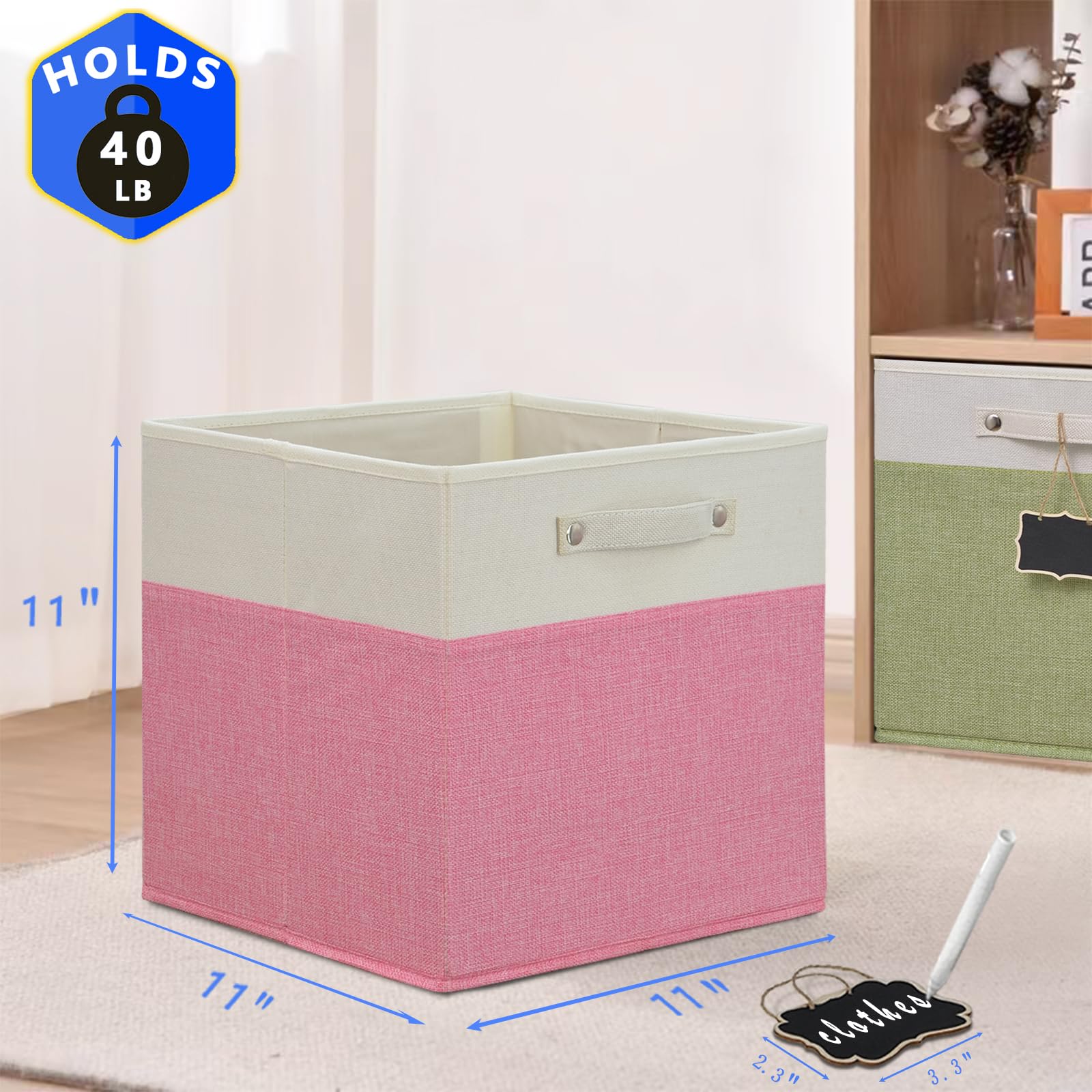 Dyvavna Storage Cubes,11X11X11 Cube Storage Bins,Foldable Fabric Storage Cubes With Labels 4 Pack,Linen Cube Storage Organizer B