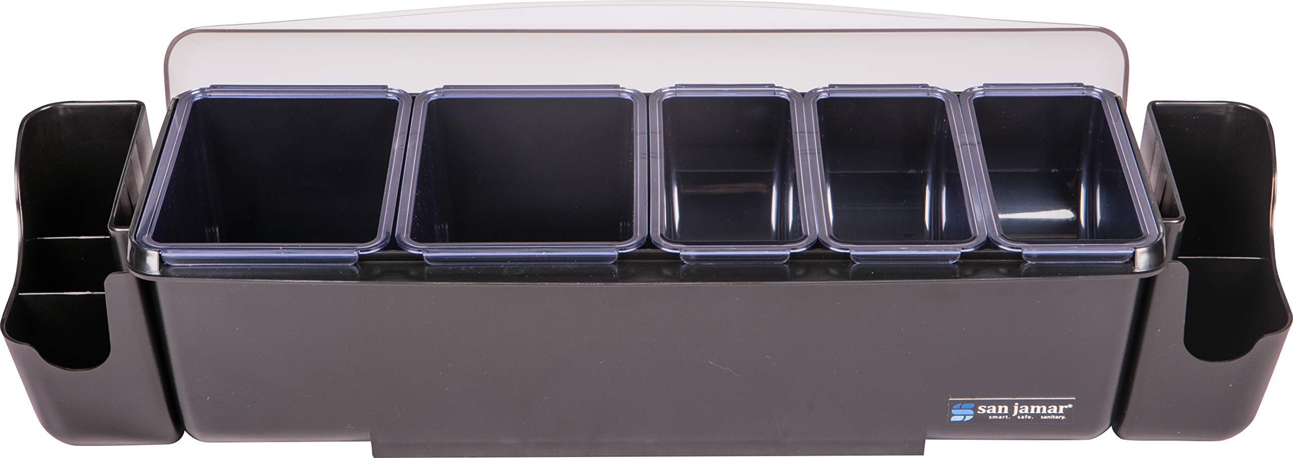 San Jamar Dome Garnish Center 5 Tray With Caddies For Kitchen, Bar, And Restaurants, Plastic, 9 Pints, Black