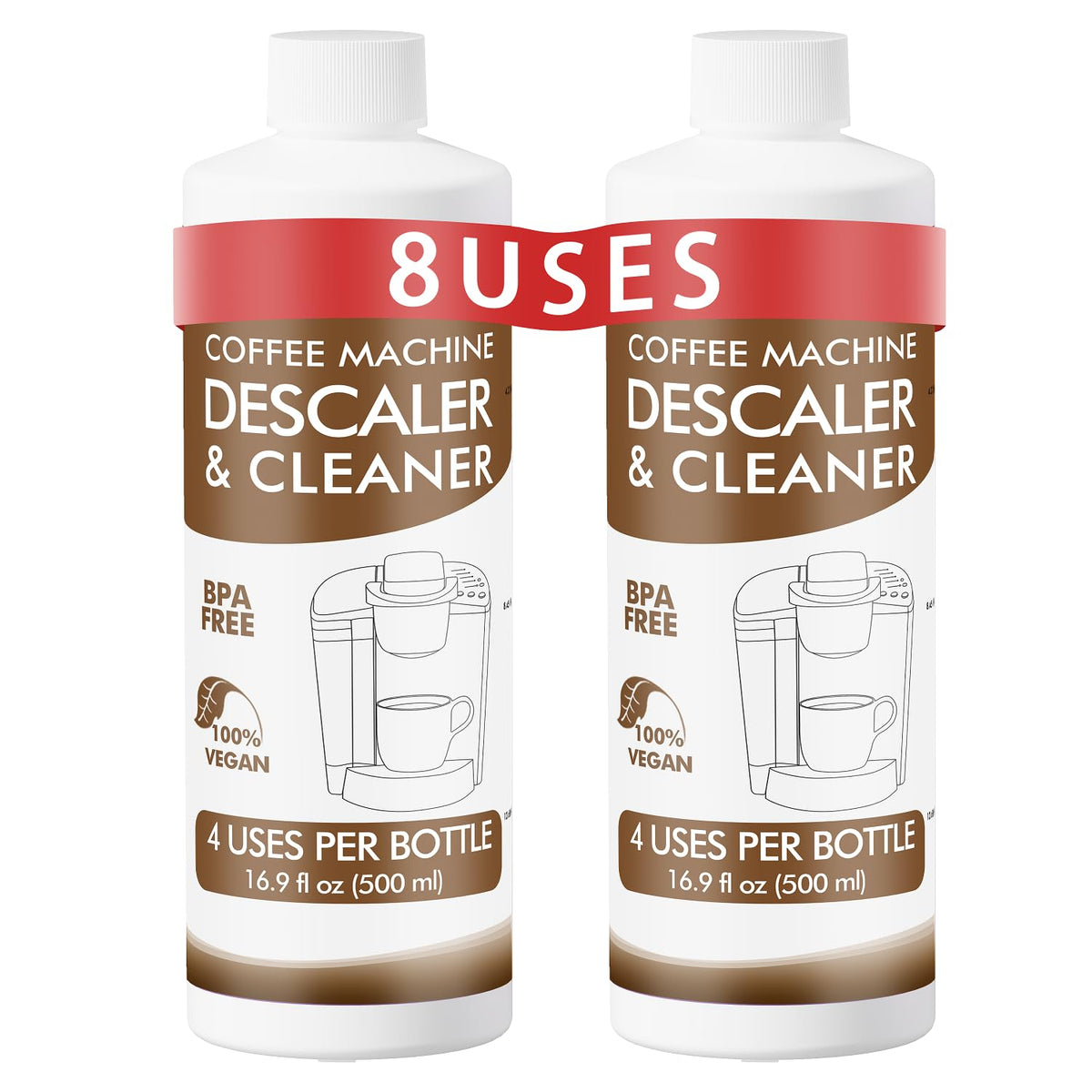 8 Uses Descaling Solution Compatible With Keurig, Nespresso, Breville, Delonghi, Jura, Ninja - 33.8Oz Coffee Machine Descaler, E