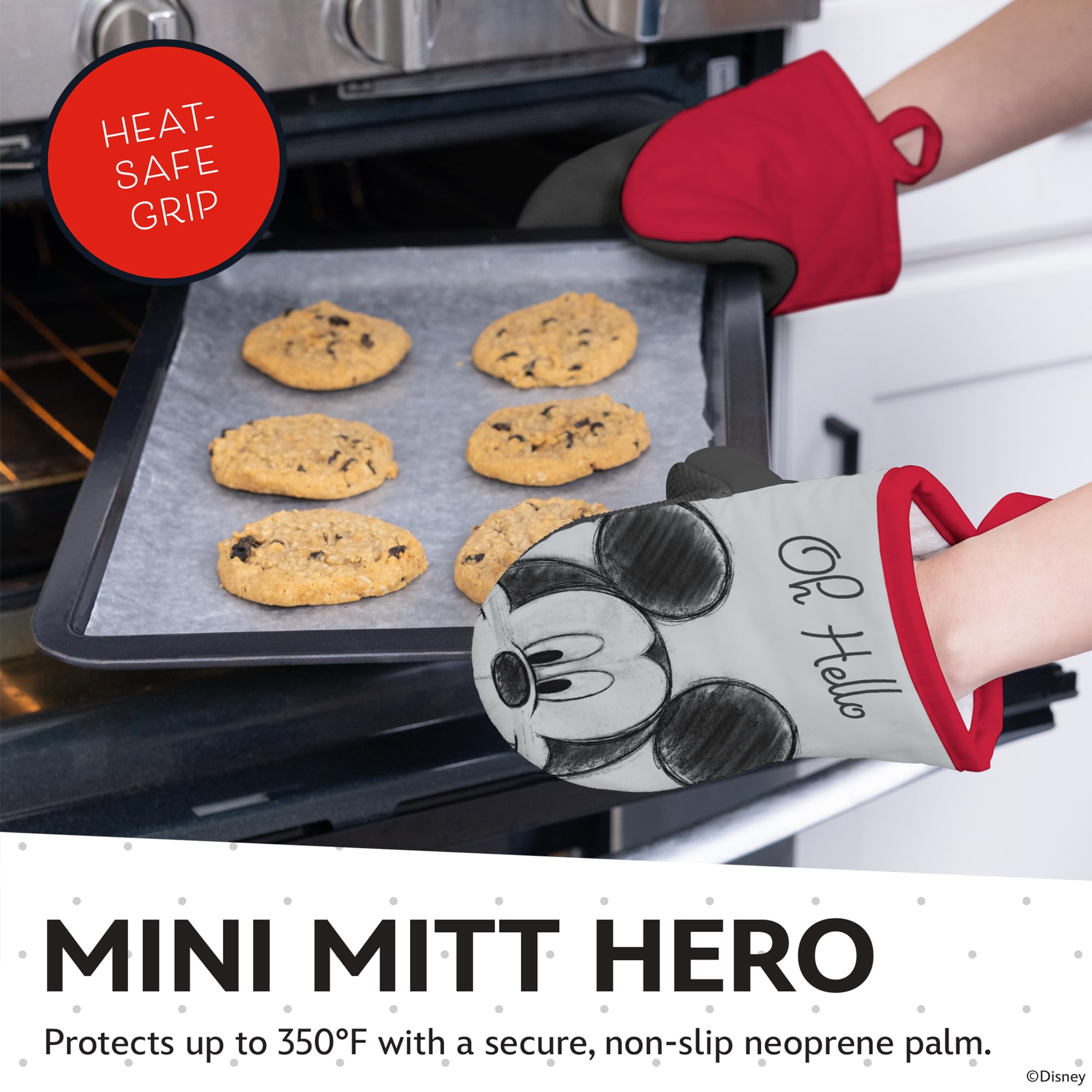 Disney Kitchen Towels & Oven Mitts Set - 4 Piece Bundle with 2 Cotton Dish Towels/Hand Towels & 2 Heat Resistant Mini Oven Mitts