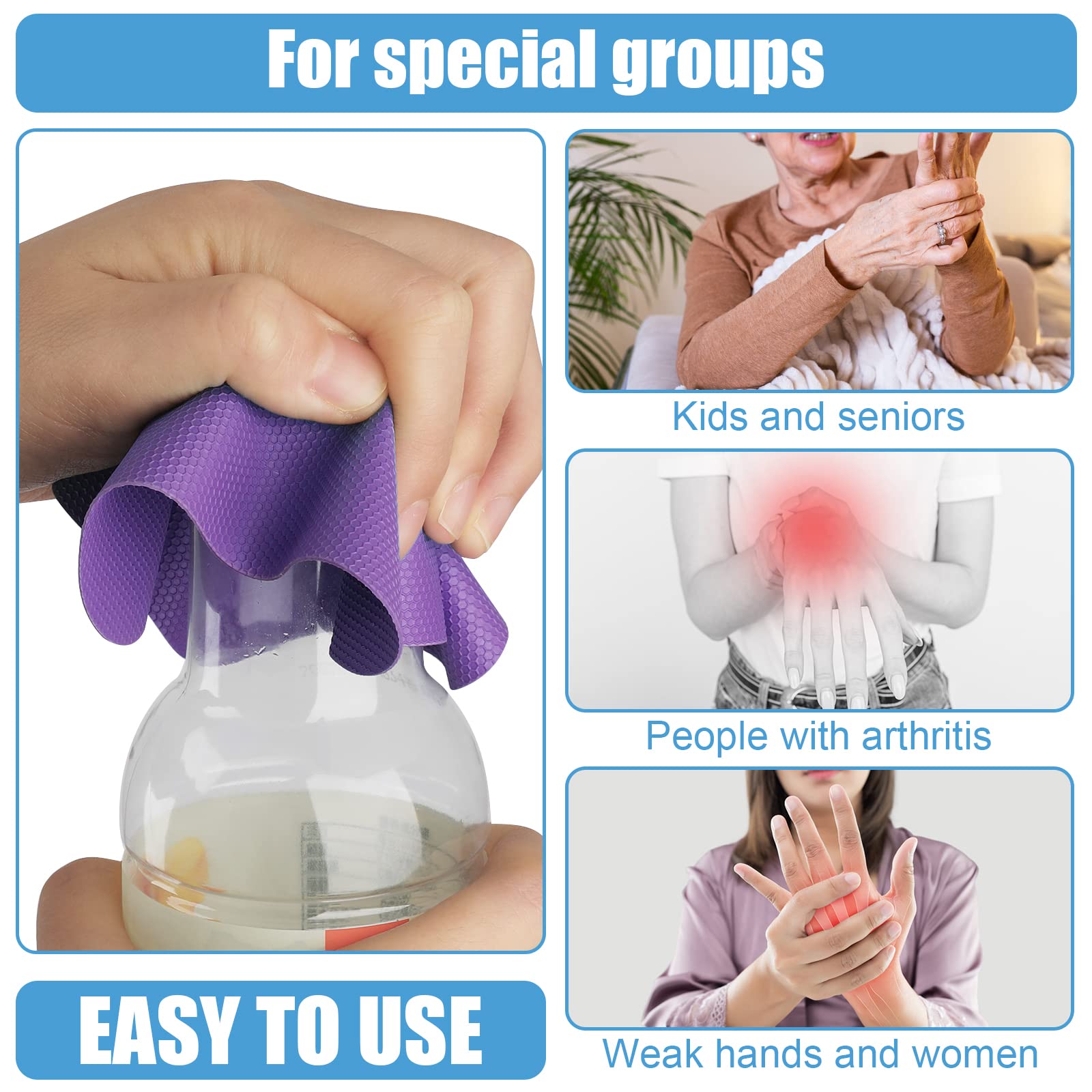 4Pcs Jar Gripper Pads, Multifunctional Rubber Jar Gripper Pad Jar Opener Grippers Kitchen Coaster For Elderly Children Women Wea
