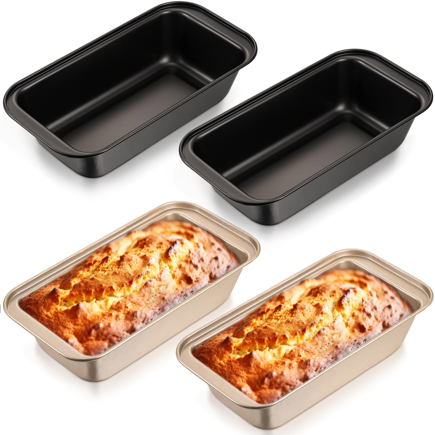 Patelai 4 Pieces Nonstick Bread Pan Loaf Pan 8.5 X 4.5 Inch Carbon Steel Kitchen Baking Tin Rectangle Bakeware For Home Baking B