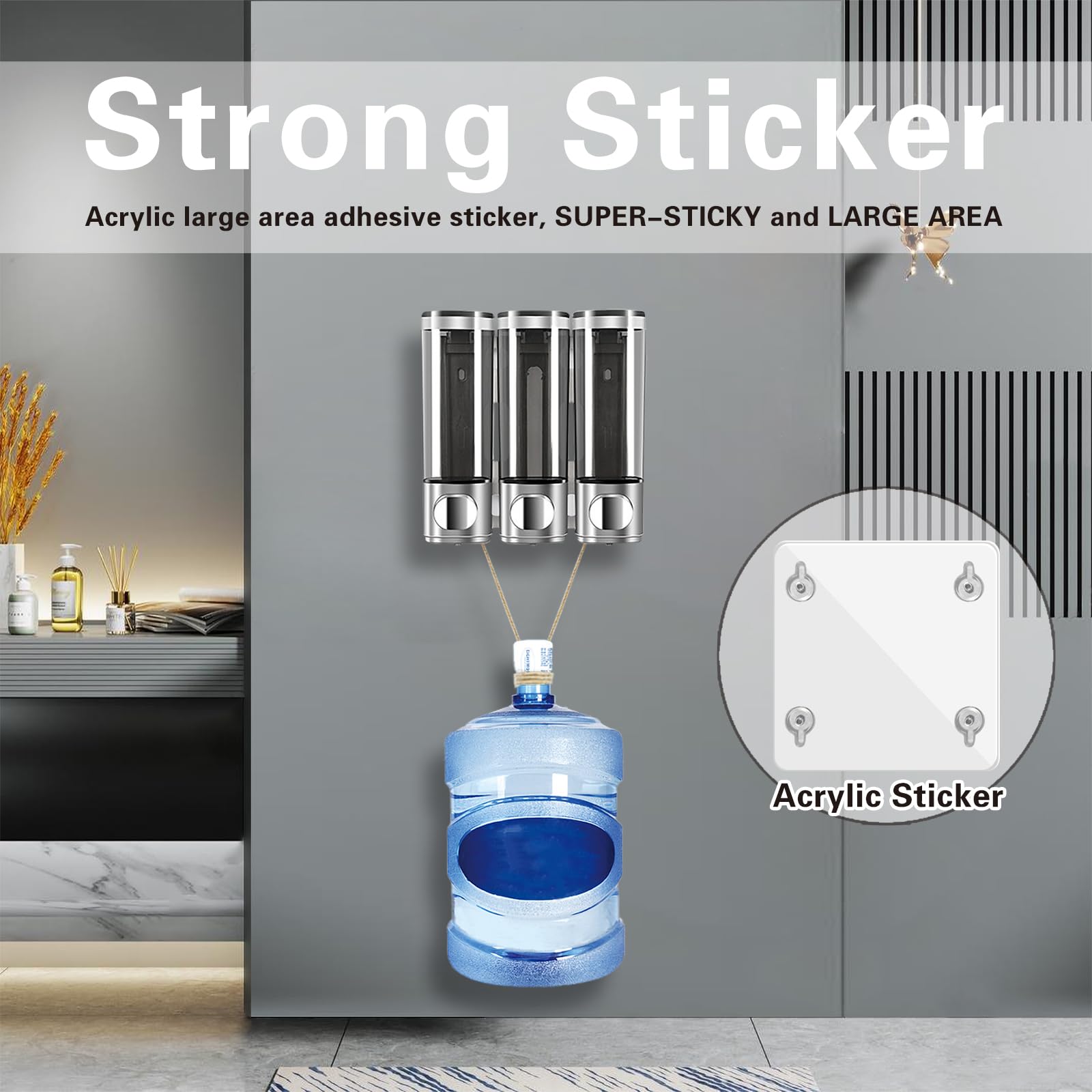 3 Chamber Shampoo Soap Dispenser No Leakage For Shower Wall Mounted And Conditioner Dispenser No Drill,Perfect For Bathroom, Kit