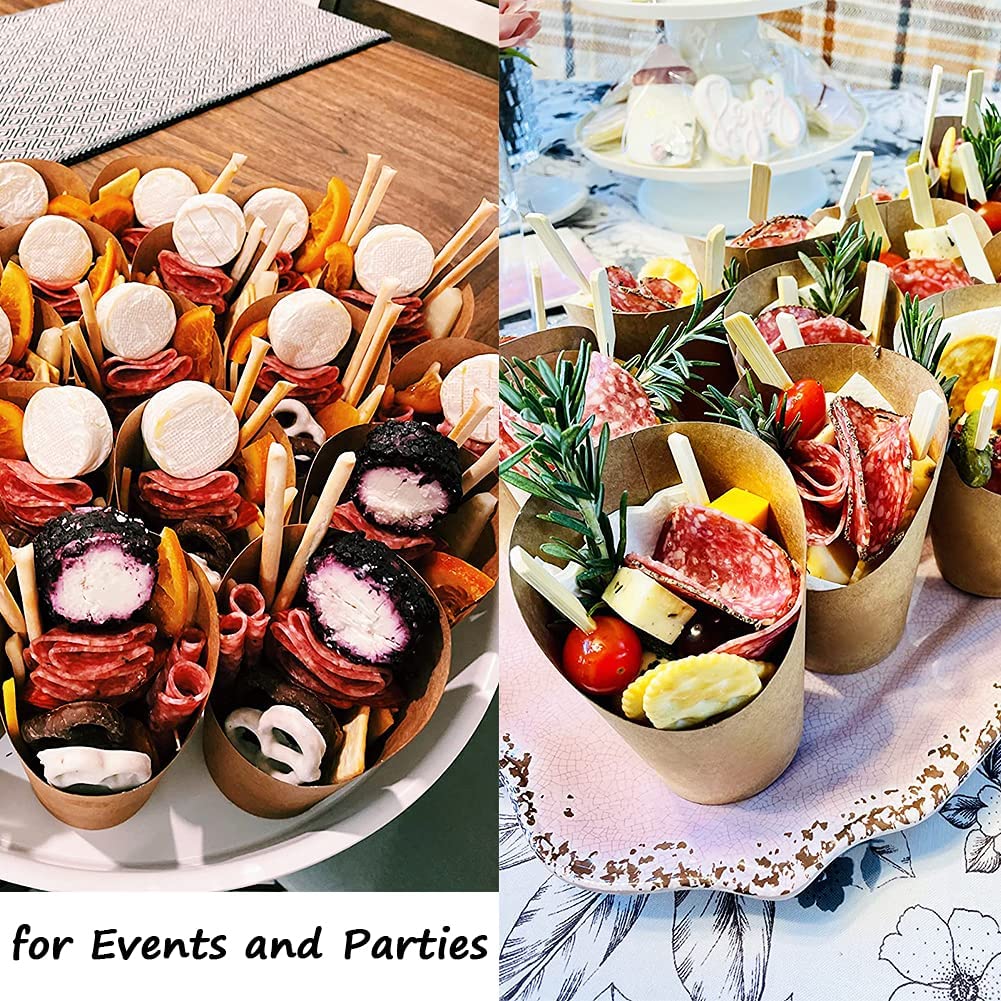 Kingzhuo 50 Pcs French Fries Holder 14Oz Charcuterie Cups Disposable Take-Out Party Baking Waffle Paper Popcorn Boxes Kraft Pape