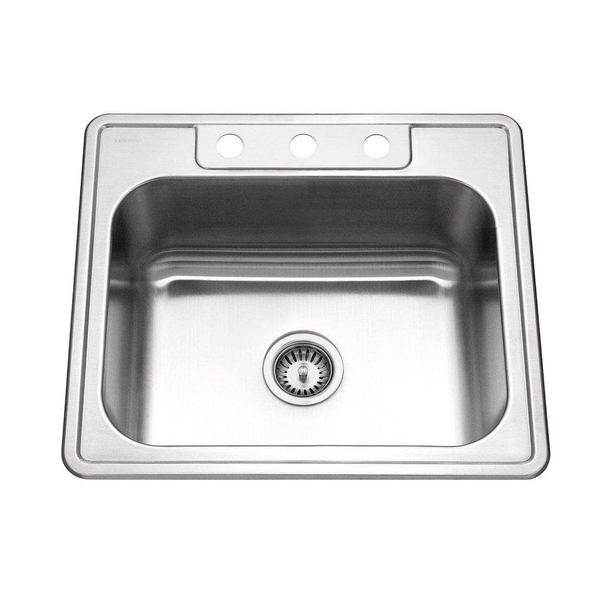 Houzer Stainless Steel 2522-8Bs3-1 Glowtone Series Kitchen Sink - 25'' Topmount Drop In Multipurpose Sink, Single Bowl Basin, 3
