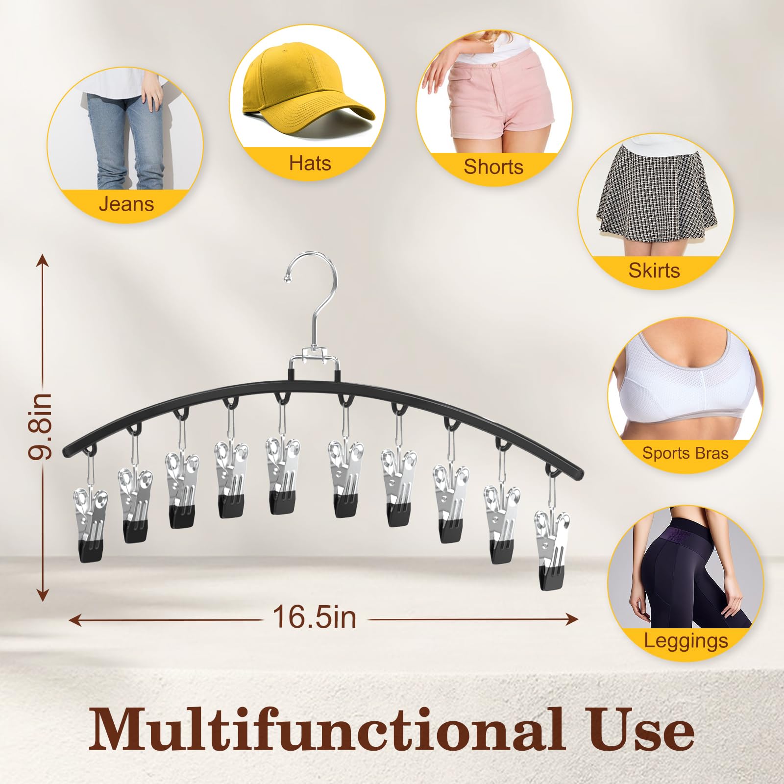 4 Pack Legging Organizer For Closet, Ginyoyo Metal Gym Clothes Organizer W/40 Clips Holds 40 Leggings, Hangers Space Saving, Clo