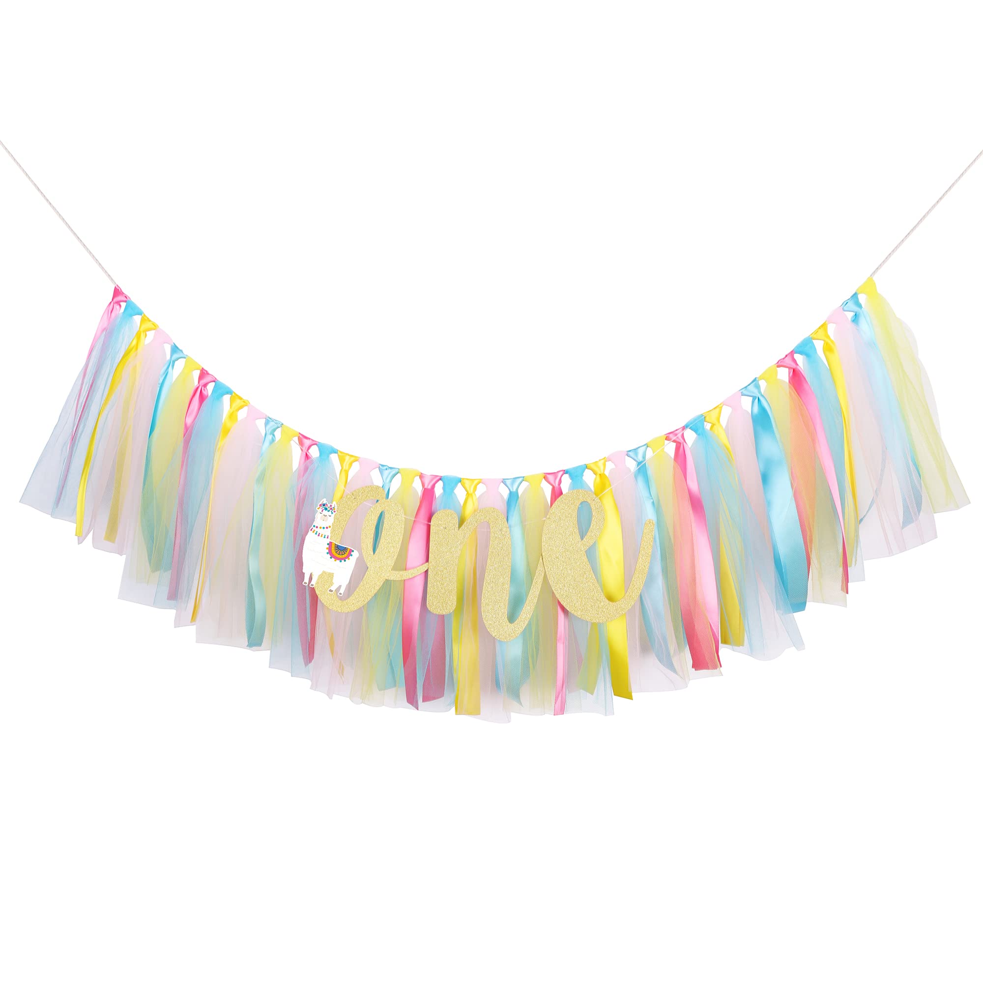 Llama Alpaca Highchair Banner Decoration For Baby - 1St First Highchair Happy Birthday Banner, High Chair Fabric Garland Party S