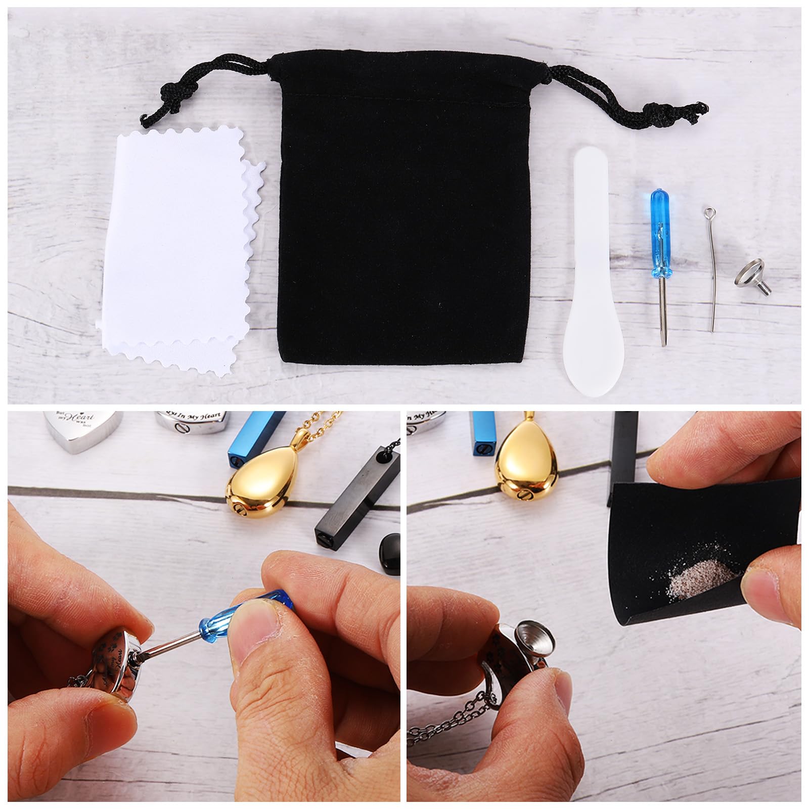 uxcell Cube Cremation Necklace for Ashes, Urn Ash Memorial Cremation Necklaces Waterproof Keepsake Pendant with Funnel Kit for A