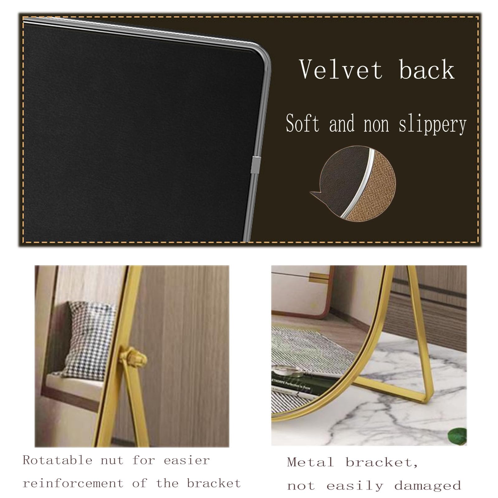 Numjeg Makeup Vanity Mirror Portable Desktop Mirror With Metal Stand Adjustable 90 Rotation Desk Mirrors For Dressing Room,Bedro