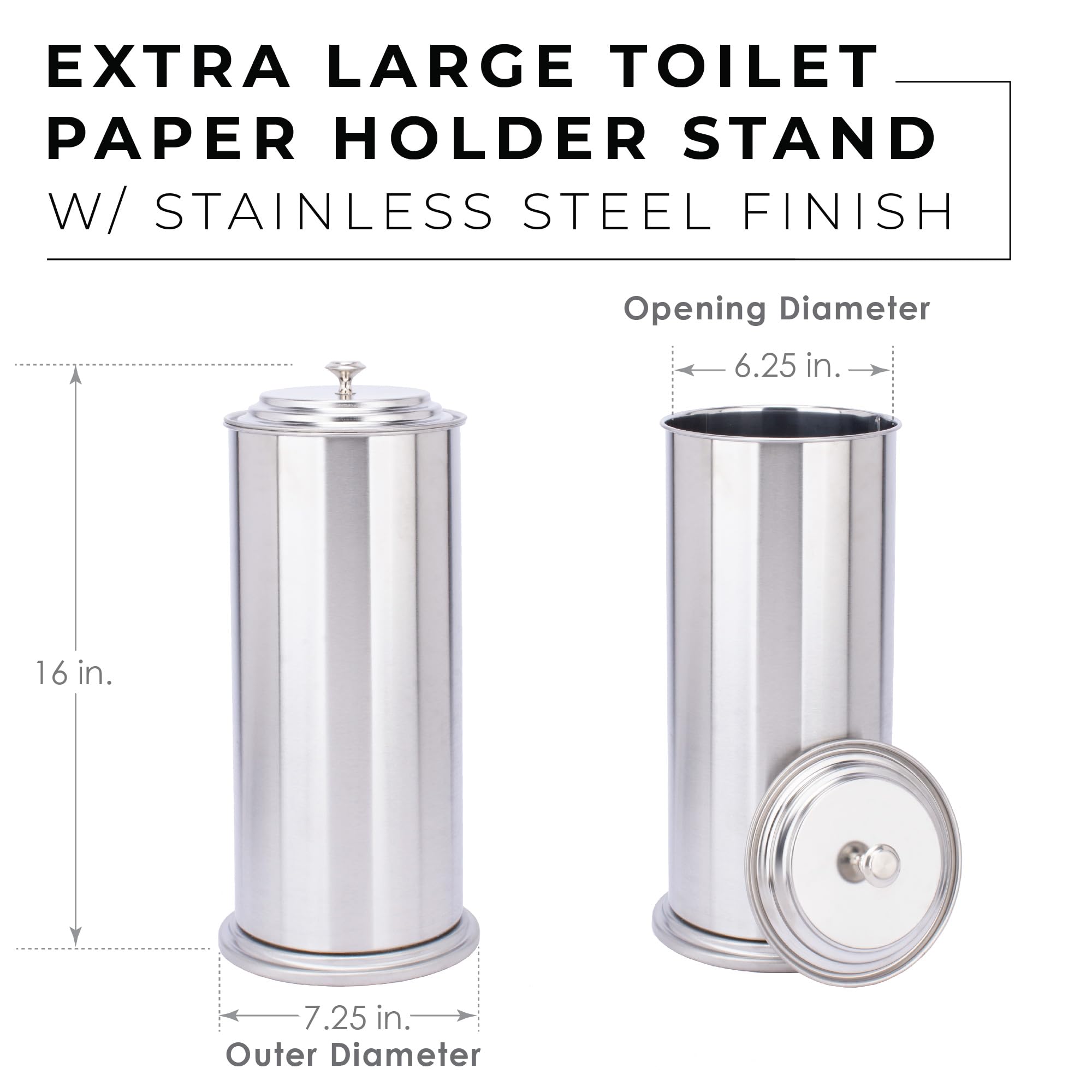 Js Jackson Supplies Free Standing Extra Large Toilet Paper Holder - Stainless Steel