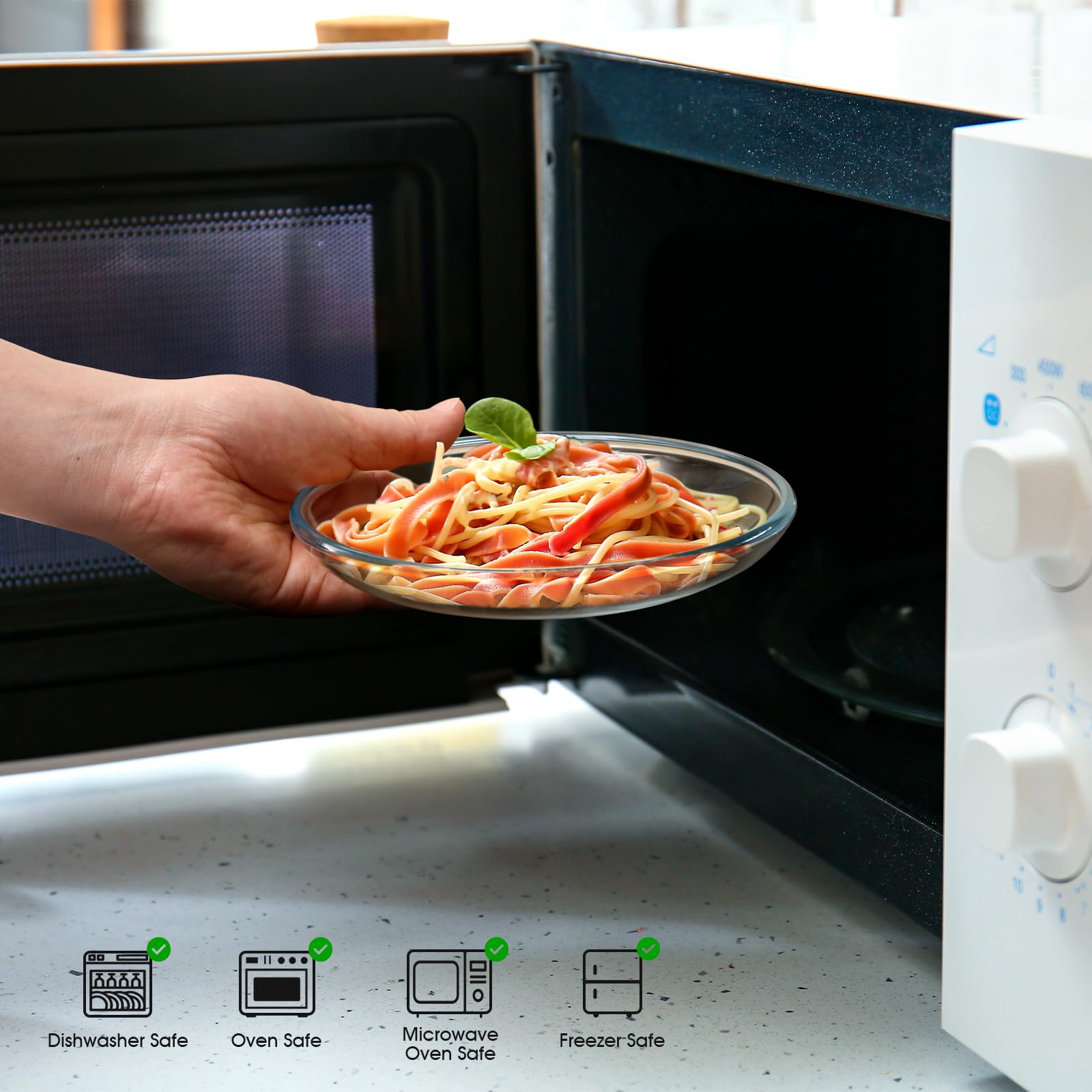 Nutriups 3 Pack 7 Inch Glass Plates, Clear Tempered Glass Dessert Plates, Glass Plate Set For Appetizer, Fruits, Cake, Salad, Di