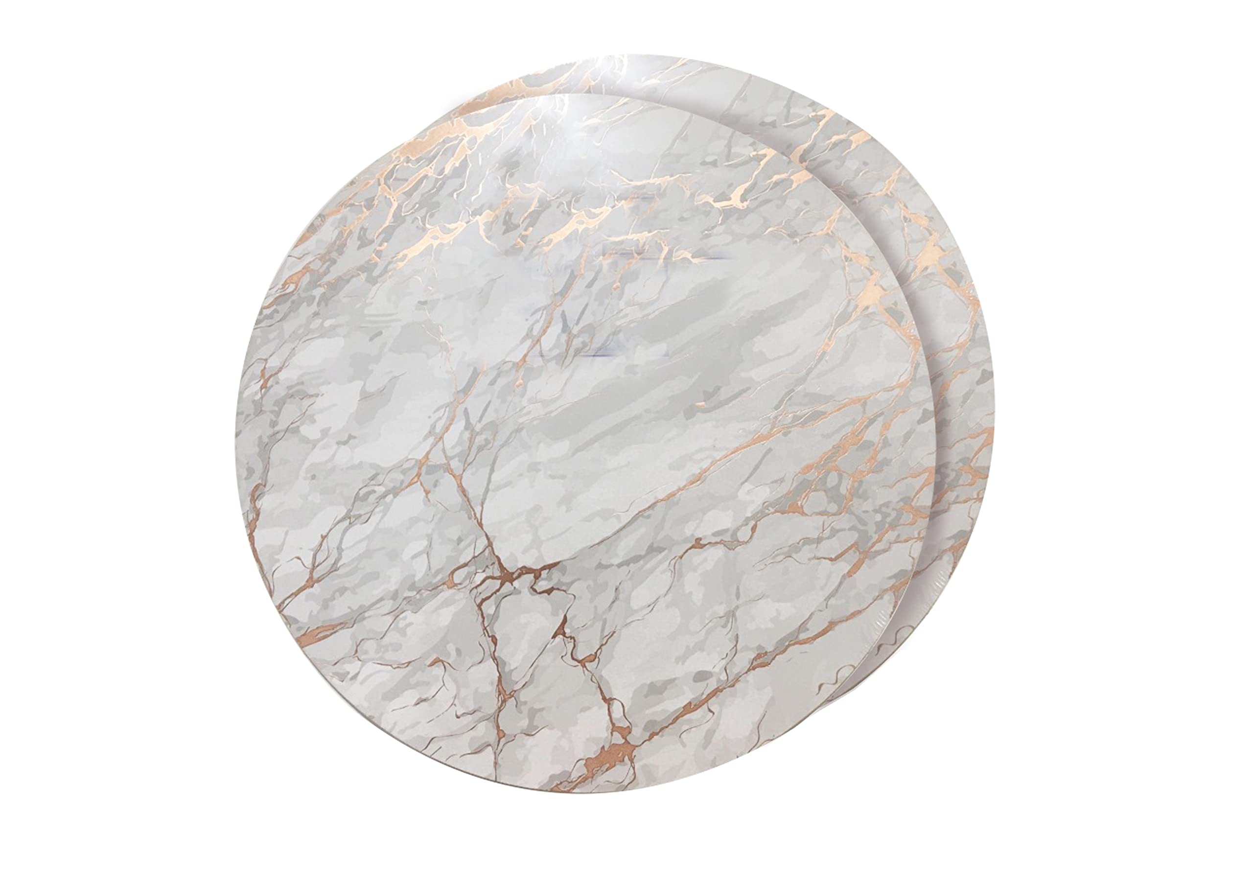 Dainty Home Foiled Granite Thick Cork Heat Resistant Dining Table Placemats Set Of 2, 15'' Round, Marbled Rose Gold - 2Mc15Rgo