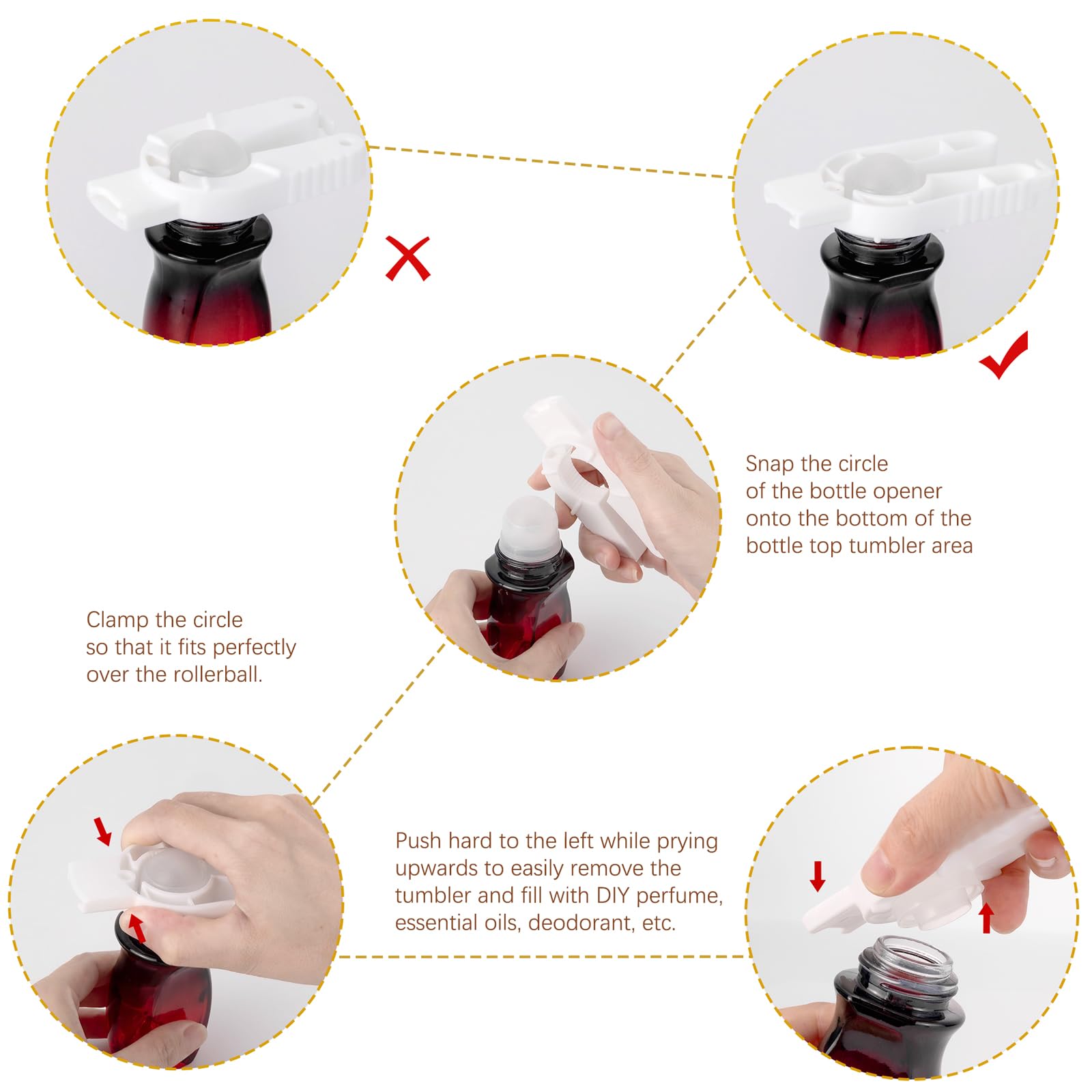 Jiuwu Roll On Bottles For Deodorant 50 Ml Rollerball Bottle For Amber Oil 3Pcs Roller Bottles For Essential Oils With Multi-Func