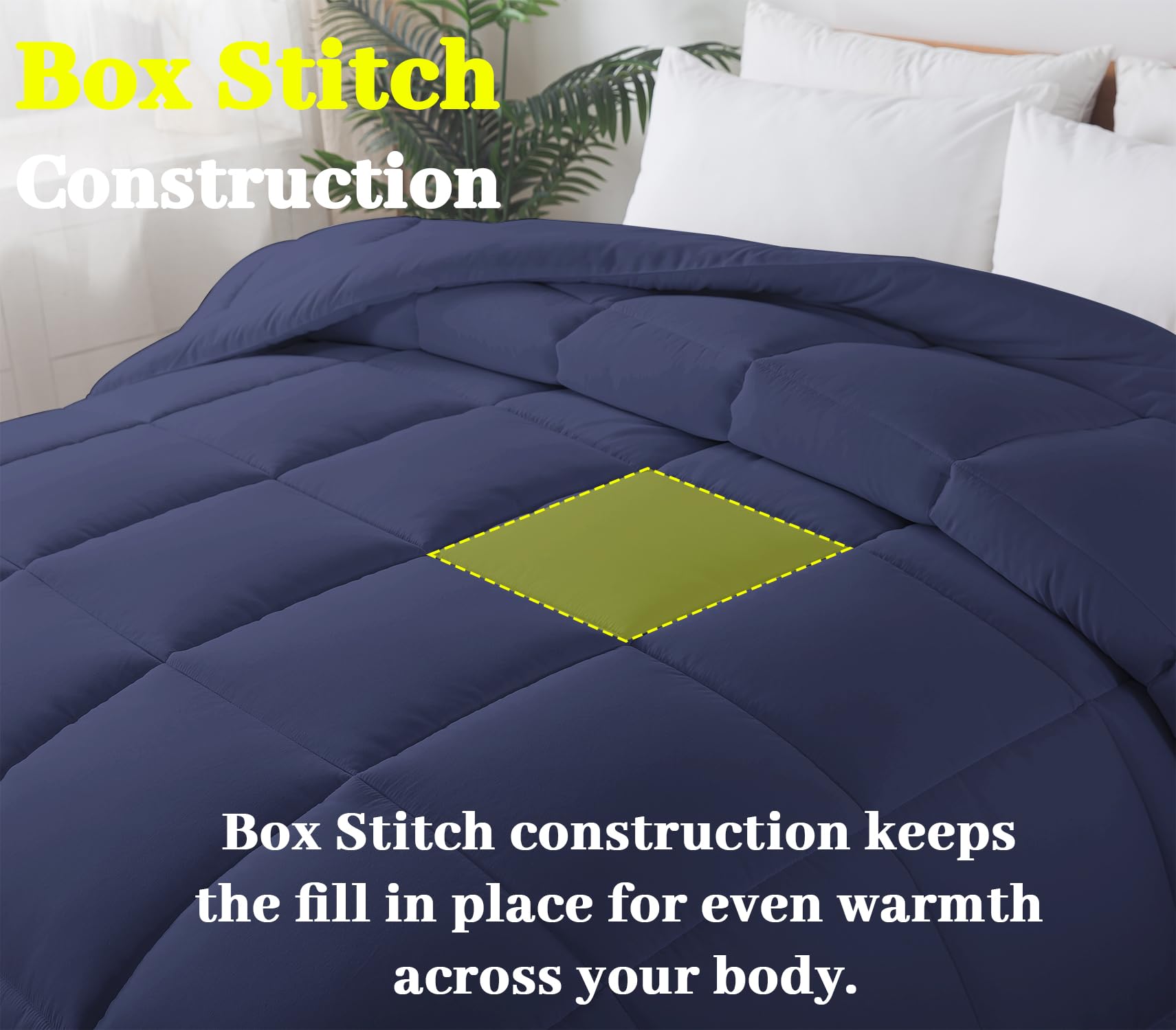 Bedtreat Down Alternative Comforter With Corner Tabs - All Season Quilted King Size 240 Gsm Blue Comforter, Machine Washable Mic