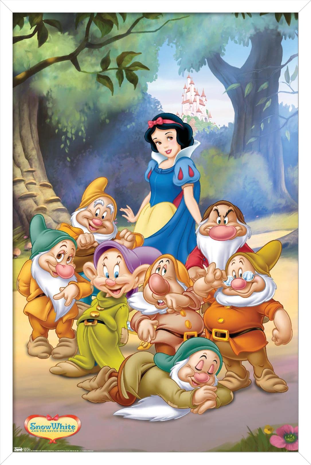 Trends International Disney Snow White And The Seven Dwarfs - Group Wall Poster, 22.375'' X 34'', White Framed Version