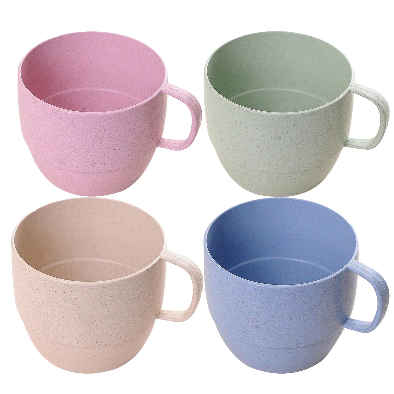 Leadigol Wheat Straw Milk Cup,Plastic Unbreakable Tableware Reusable Water Mug Simple Breakfast Drinking Cup Camping Tea Beverag