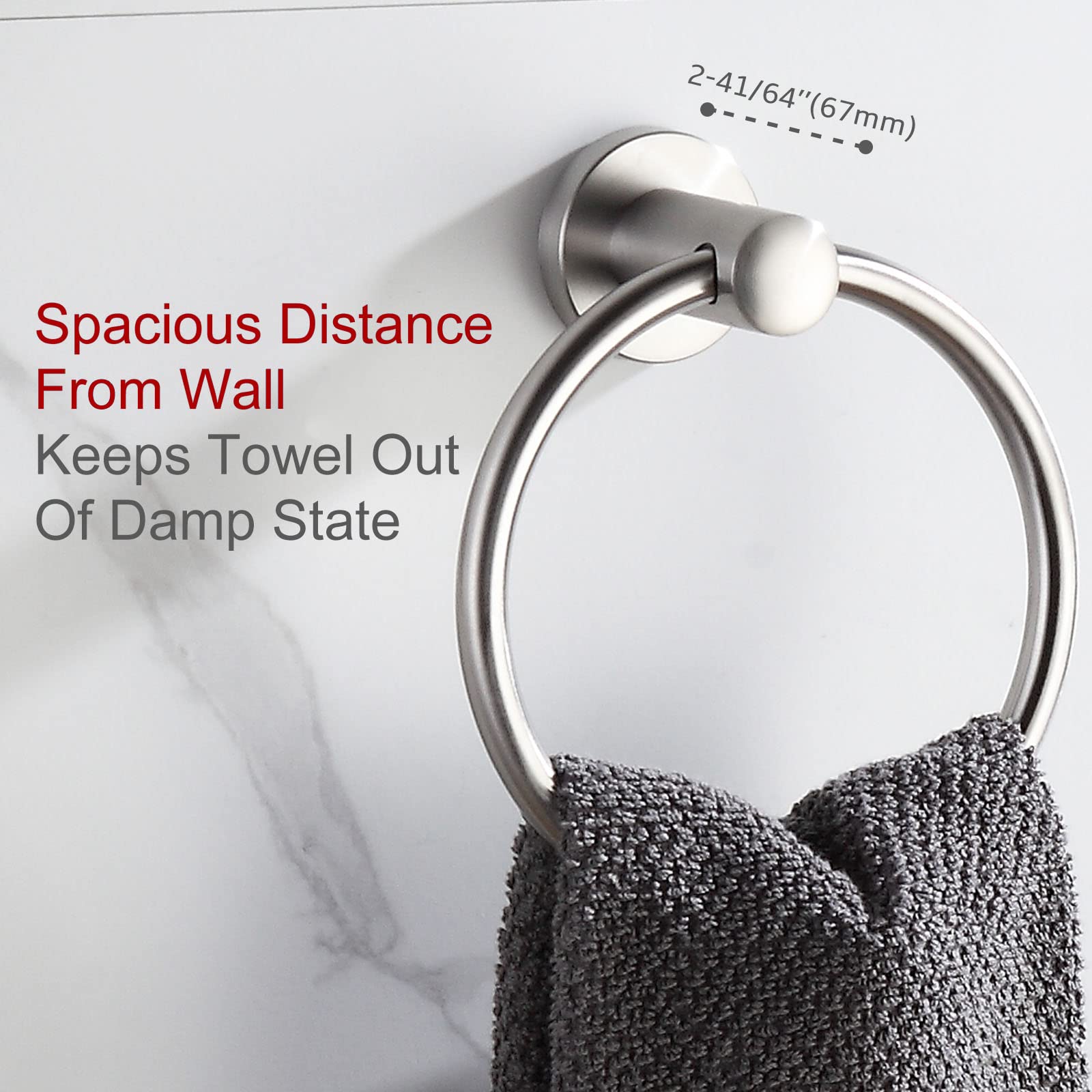 BGL Brushed Nickel Towel Ring Brushed Nickel Hand Towel Holder Stainless Steel Towel Ring for Bathroom 2 Pack