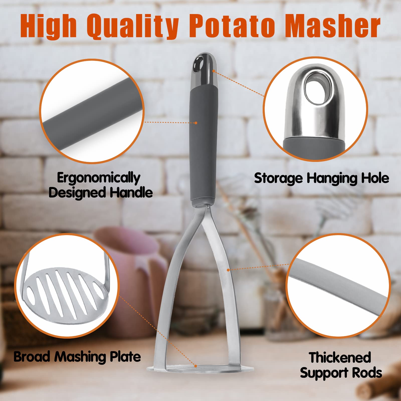 Byvov Potato Masher Ricer, Stainless Steel Masher Ricer Masher With Non Slip Handle For Baby Food, Fruit, Vegetables