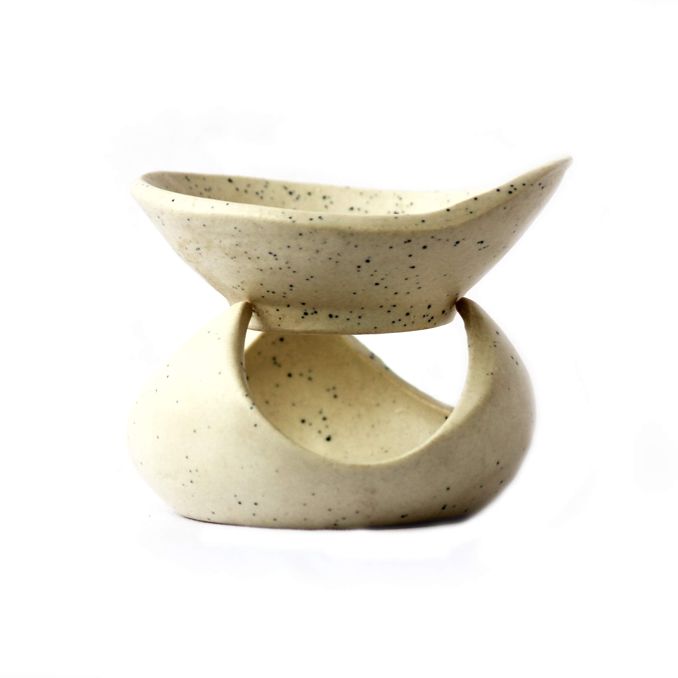 Brahmz Candle Ceramic Aroma Oil Burner Aromatherapy Diffuser Tripod Diya Diffuser Tealight Aroma Oil Warmer (White Dotts)