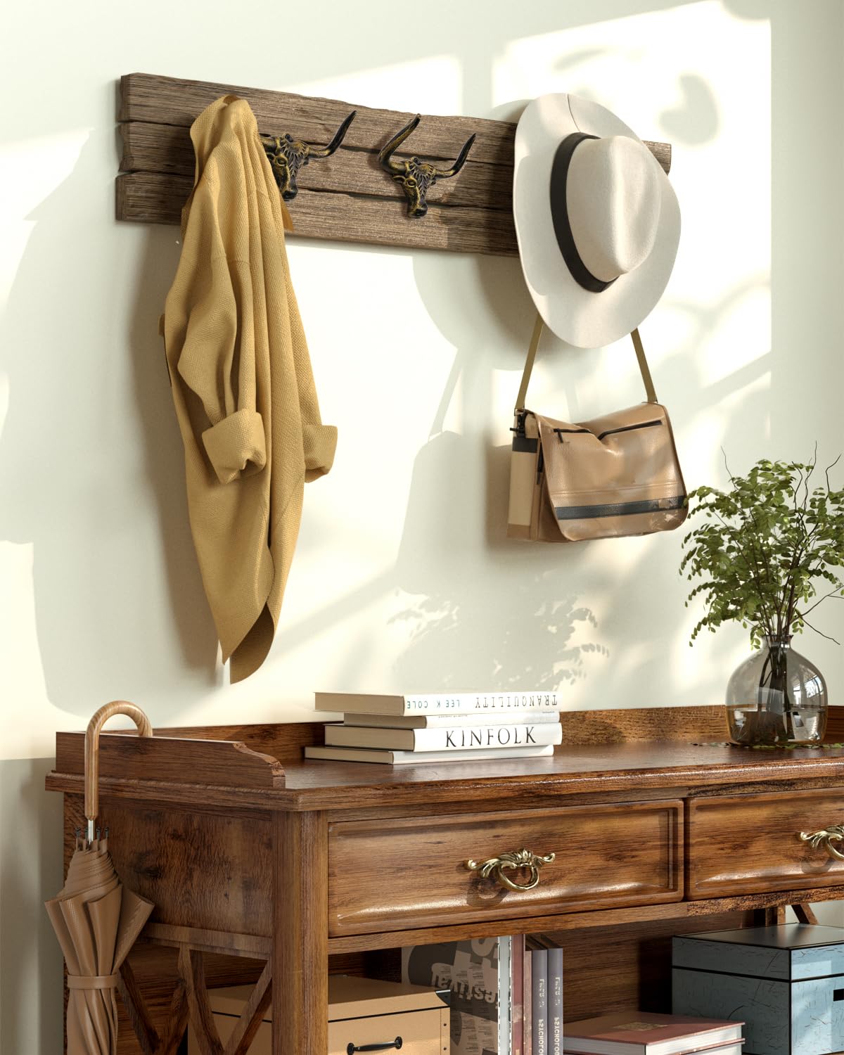 Filano Cowboy Hat Rack For Wall 4 Pack Modern Metal Cowboy Hat Holder Cast Iron Hat Hanger Western Longhorn Hooks Storage And Di