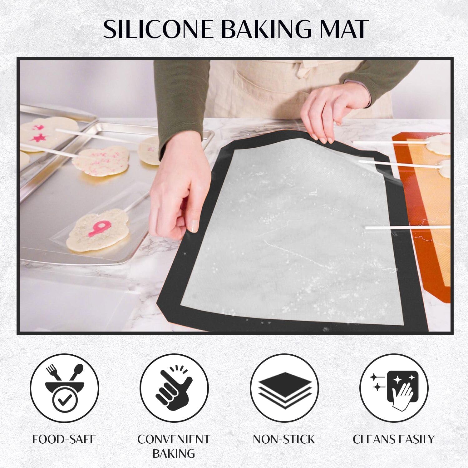 Silicone Baking Mat (S, M, L) With Measurement Indicators, Non-Slip Surface, And Pastry Mat Sheet For Dough Rolling - Perfect Fo