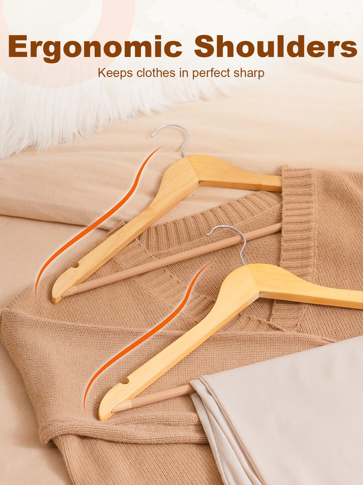HOUSE DAY Wooden Hangers 20 Pack Wood Clothes Hangers Smooth Finish Wooden Coat Hangers for Closet Heavy Duty Hangers Solid Wood Hangers Suit Hangers for Clothes  Jacket  Shirt  Tank Top  Dress
