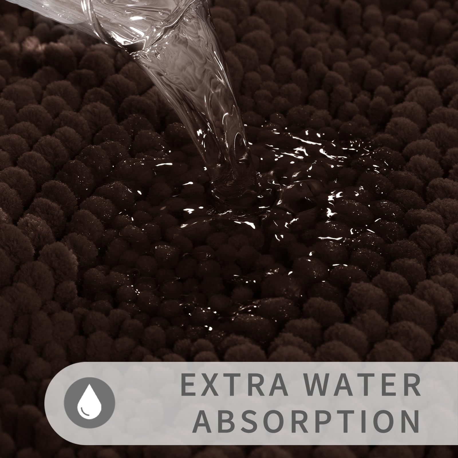 Yimobra Brown Bathroom Rug Mat, Non Slip Quick Dry Bath Mats, Extra Thick And Super Absorbent Bath Rugs, Luxury Microfiber Cheni