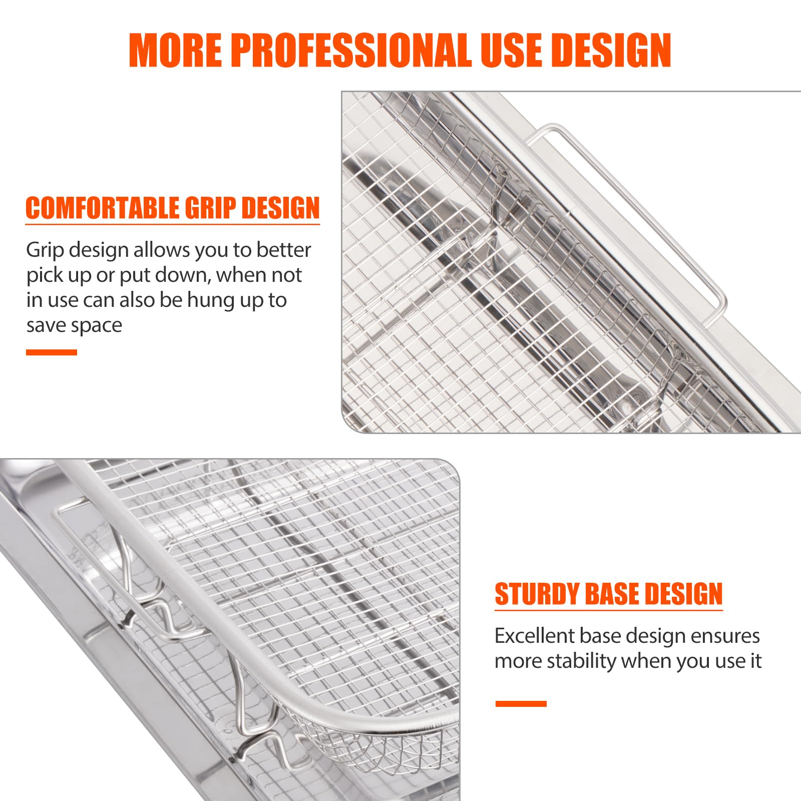 Air Fryer Basket For Oven, 15.7''X11.8''Extra Large Air Fryer Basket And Tray Stainless Steel Oven Air Fryer Pan Rack For Cookin