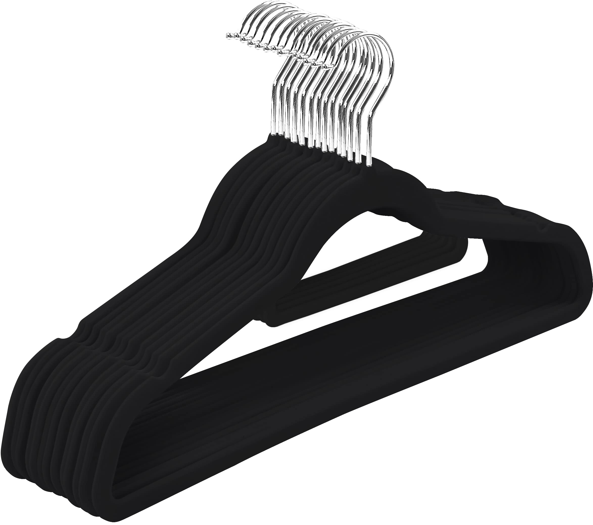 Utopia Home Premium Velvet Hangers 20 Pack - Non-Slip Clothes Hangers With Tie Bar - Black Hangers - Standard Hangers With 360 D