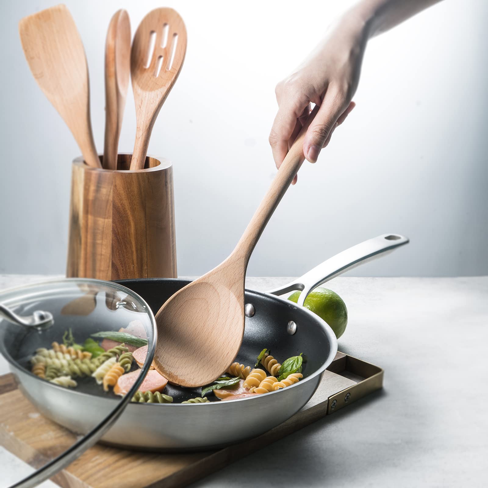 Wooden Spoons For Cooking Wooden Kitchen Utensil Set Of 4 Beech Wood Non Scratch Bill.F Wooden Cooking Utensils Spatula Set Incl