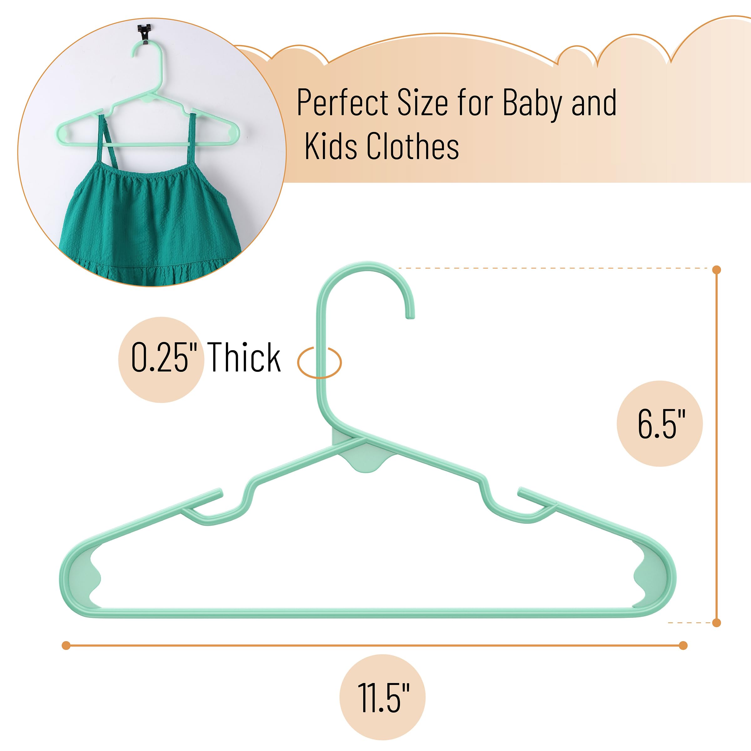 Mr. Pen- Kids Plastic Hangers, 10 Pack, Green Baby Hanger, Childrens Hangers For Clothes, Baby Hangers For Closet, Kids Hangers,