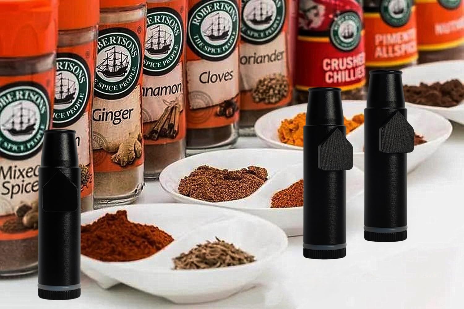 Omo Metal Ieak-Proof Bottle (2Nd Generation Upgrade Version) (Black)Portable Pepper Shaker (3 Pack)