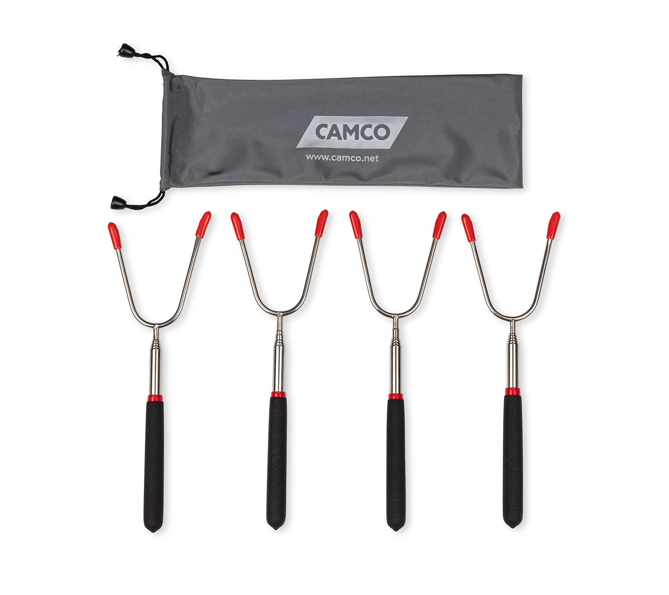 Camco Telescoping Roasting Forks | Allows For Roasting Of Food Over An Open Fire | Features A Two-Prong Design | 4-Pack With Sto