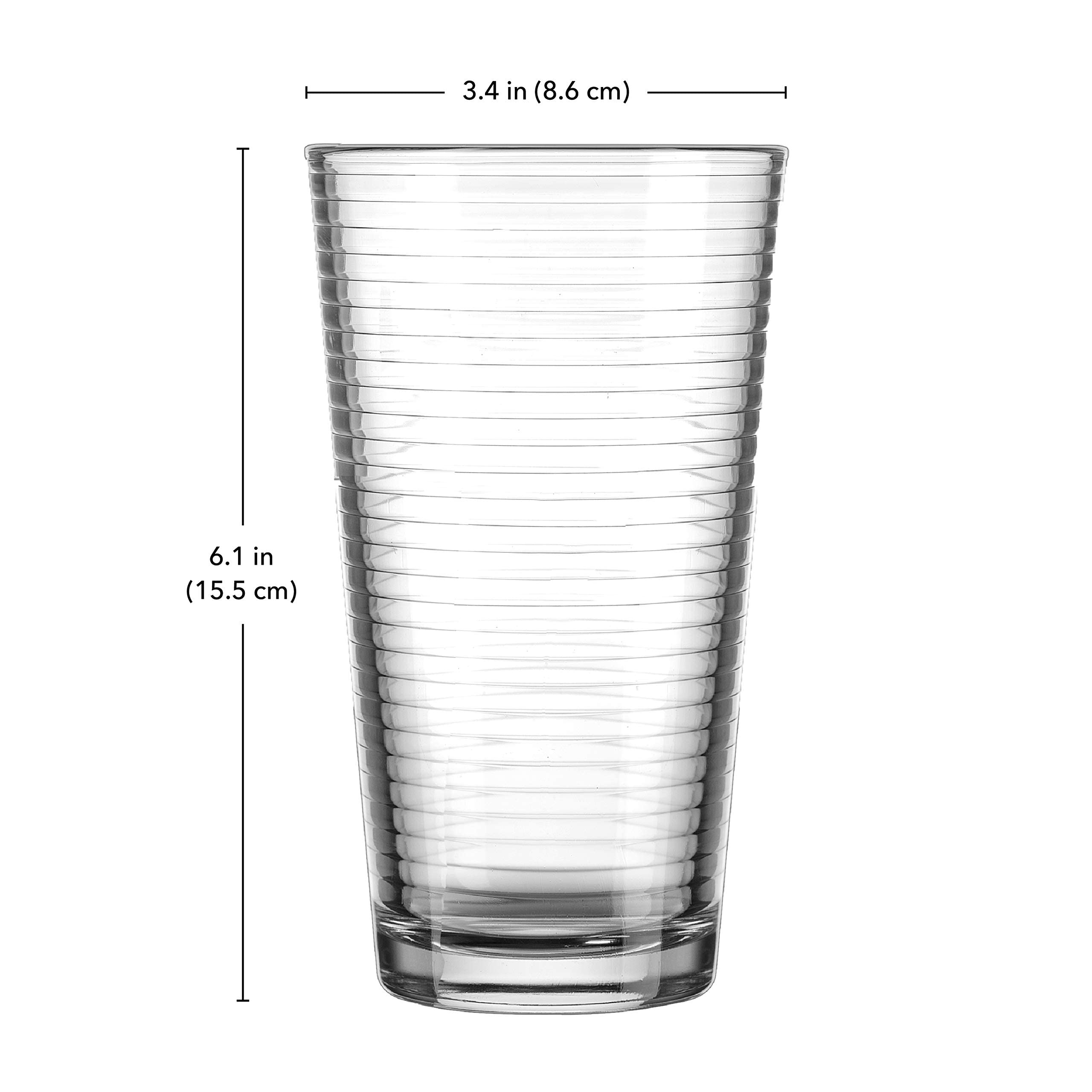 Glaver'S Drinking Glasses Set Of 10 Highball Glass Cups, Premium Quality 17 Oz. Coolers, Ribbed Glassware. Ideal For Water, Juic