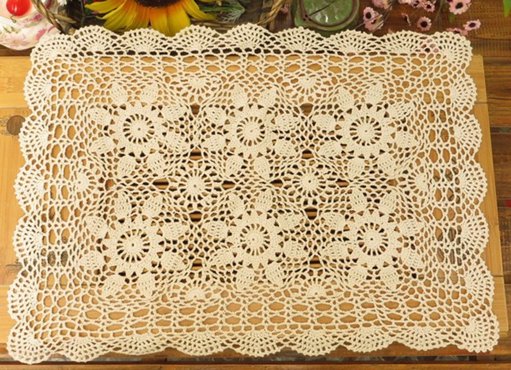 Laivigo Handmade Crochet Lace Table Cloth Doilies Doily,Rectangle,20 X 28 Inch,White