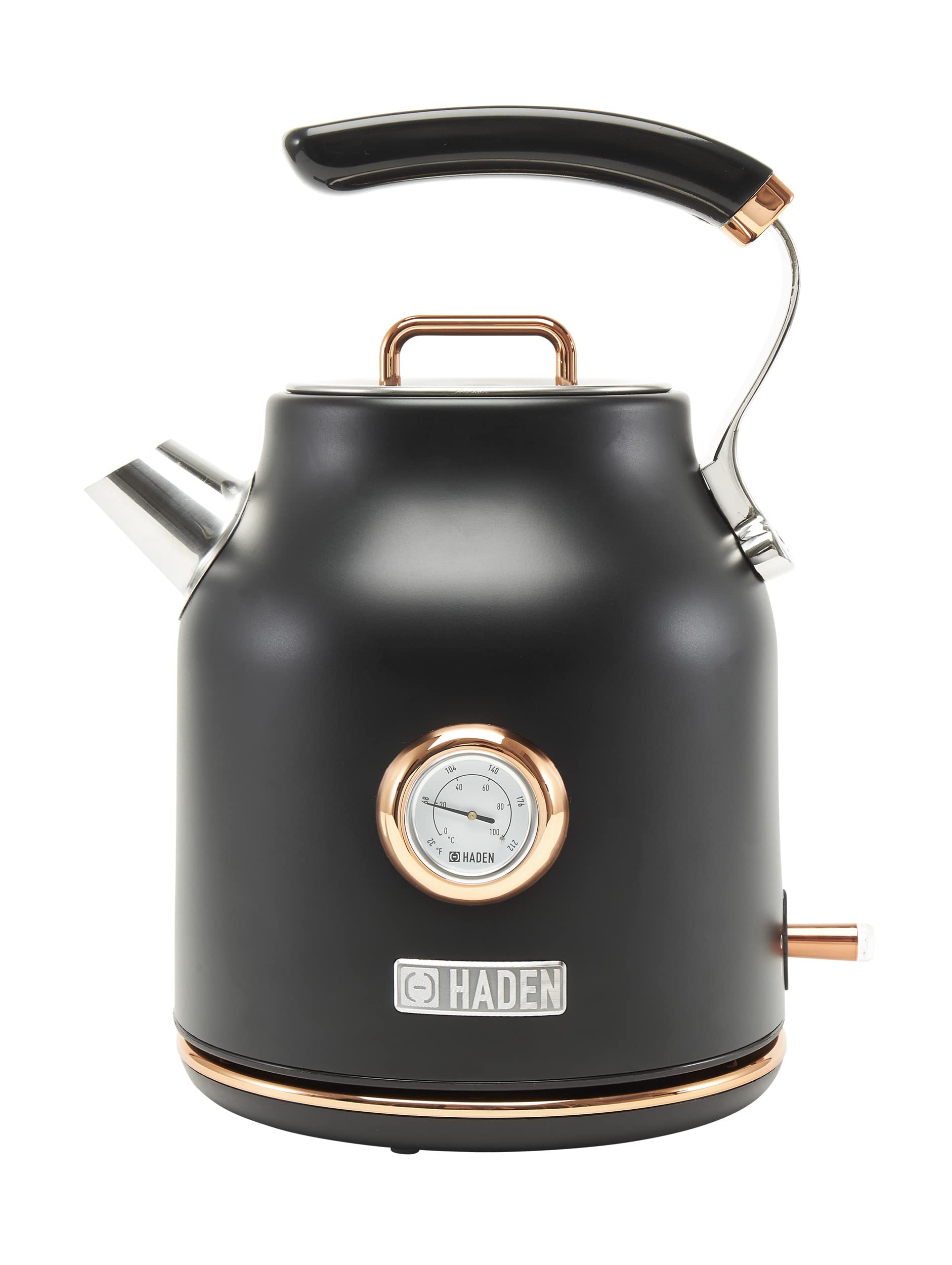 Haden 75070 DORSET 17 Liter Stainless Steel Retro Electric Kettle with Auto Shut-Off and Boil-Dry Protection, Blackcopper