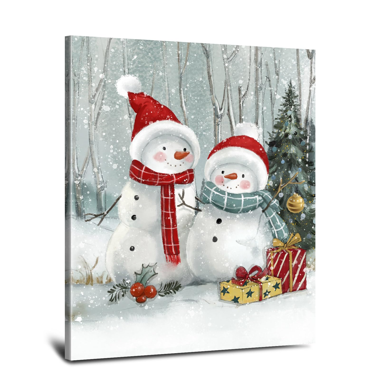 Christmas Wall Decor Snowman Picture: Christmas Wall Art Canvas Prints Farmhouse Bedroom Living Room Decor Snowman Posters Wall