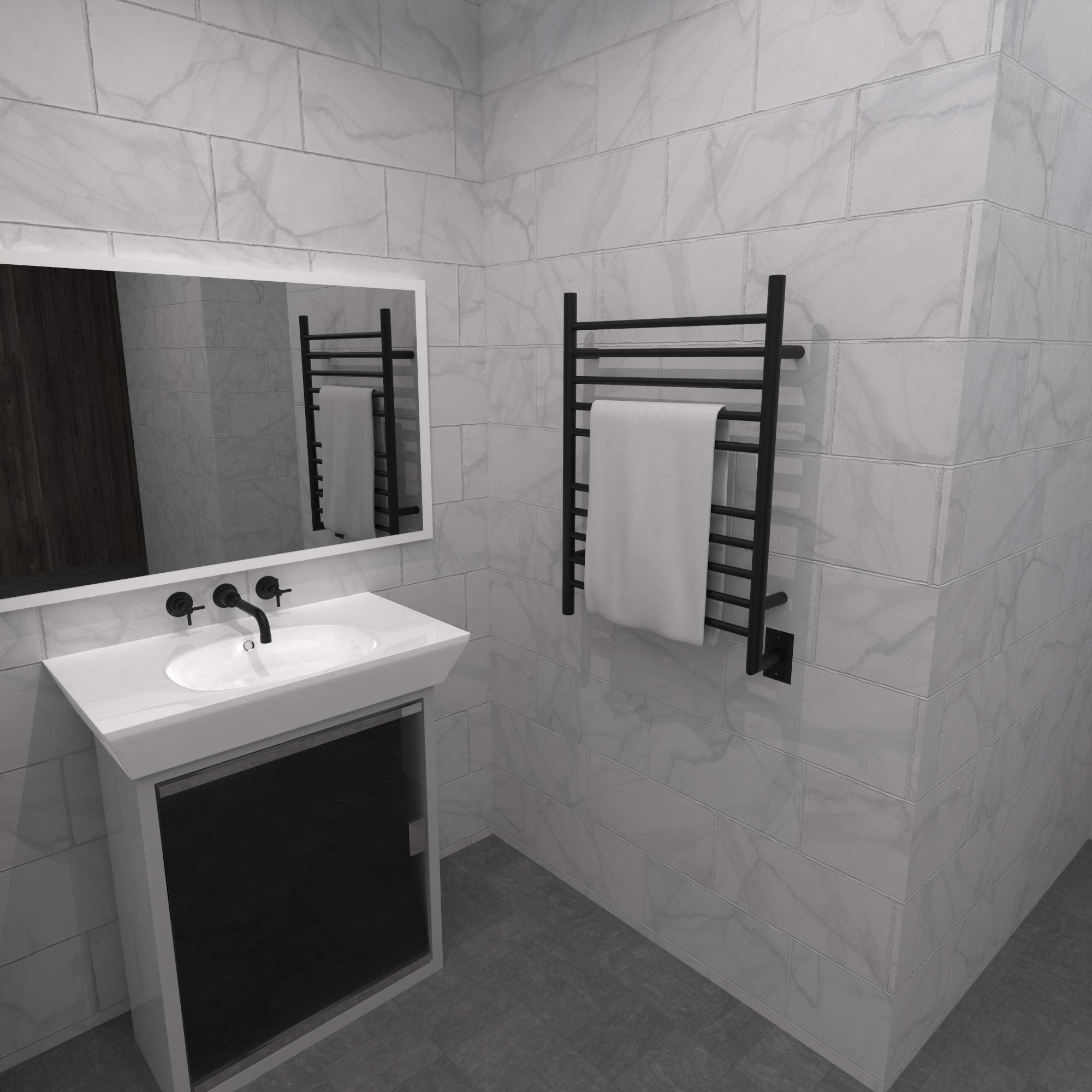 Amba Radiant Straight Rwh-Smb 10-Bar Hardwired Towel Warmer In Matte Black