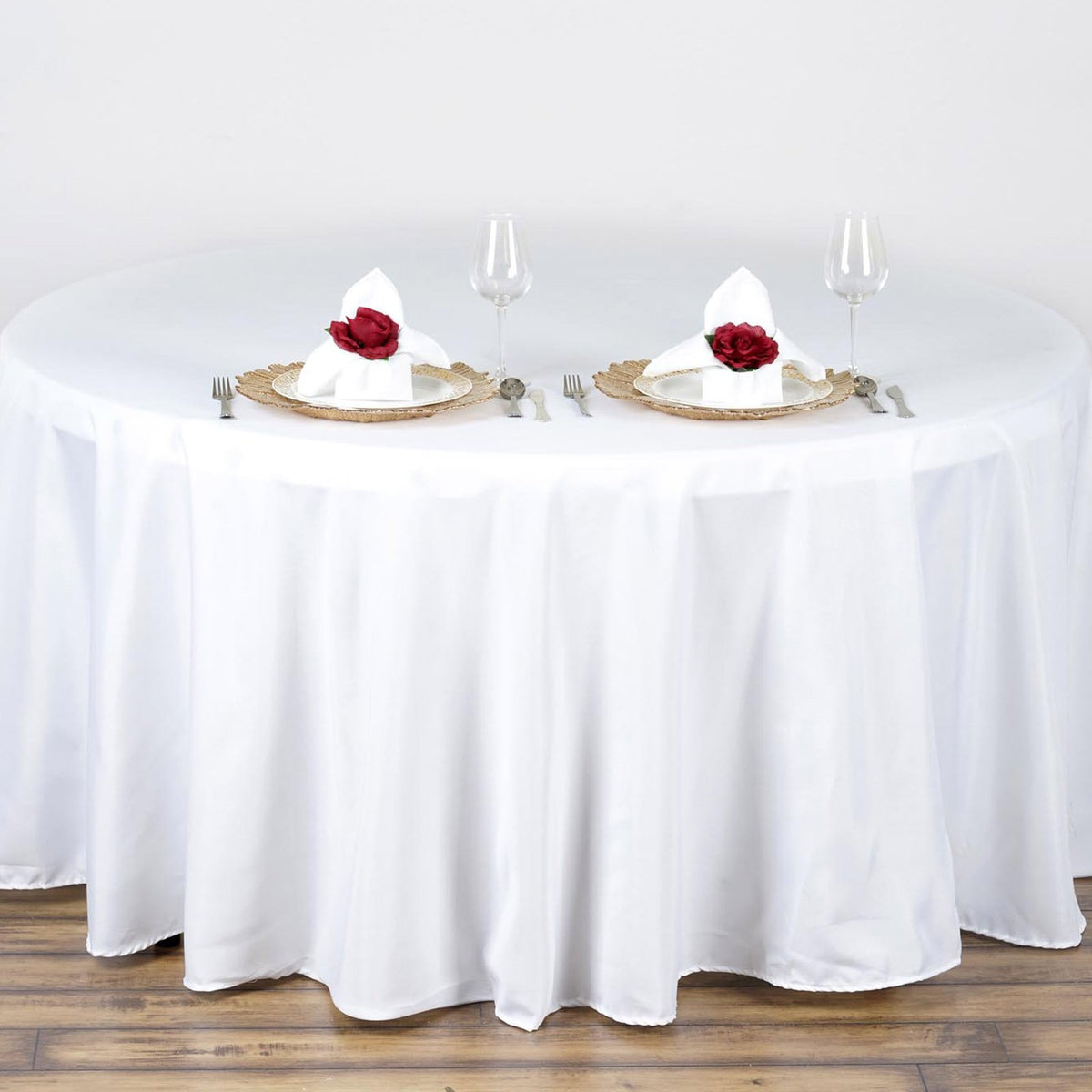 Tableclothsfactory 90 Inch White Round Tablecloth - Linens Polyester Table Cloth, Stain And Wrinkle Resistant Washable Table Cov