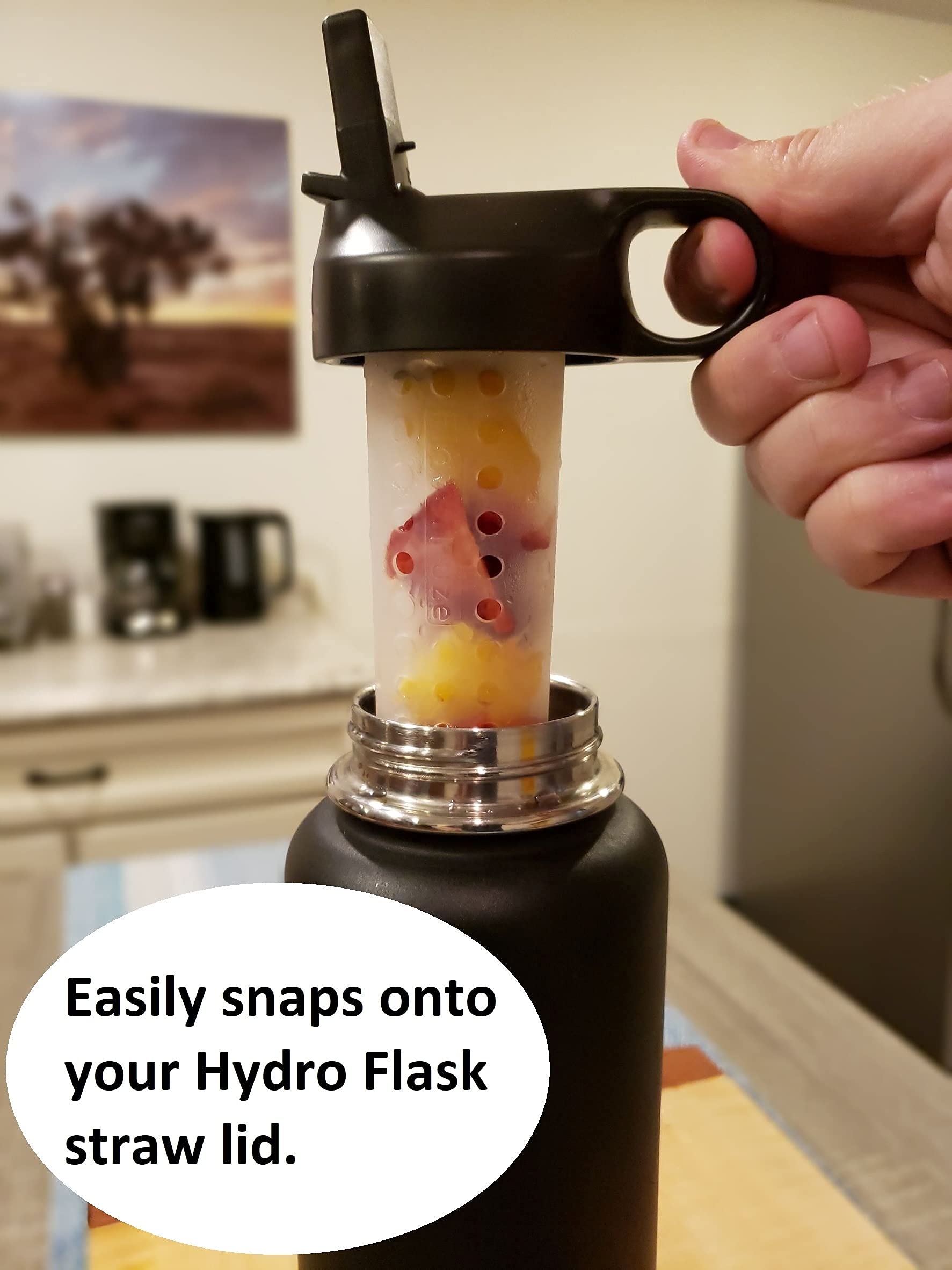 Flavorfuze Straw - Fruit Infuser Attachment, Compatible With Hydro Flask Straw Lids For 32 And 40 Ounce Wide Mouth Bottles (For