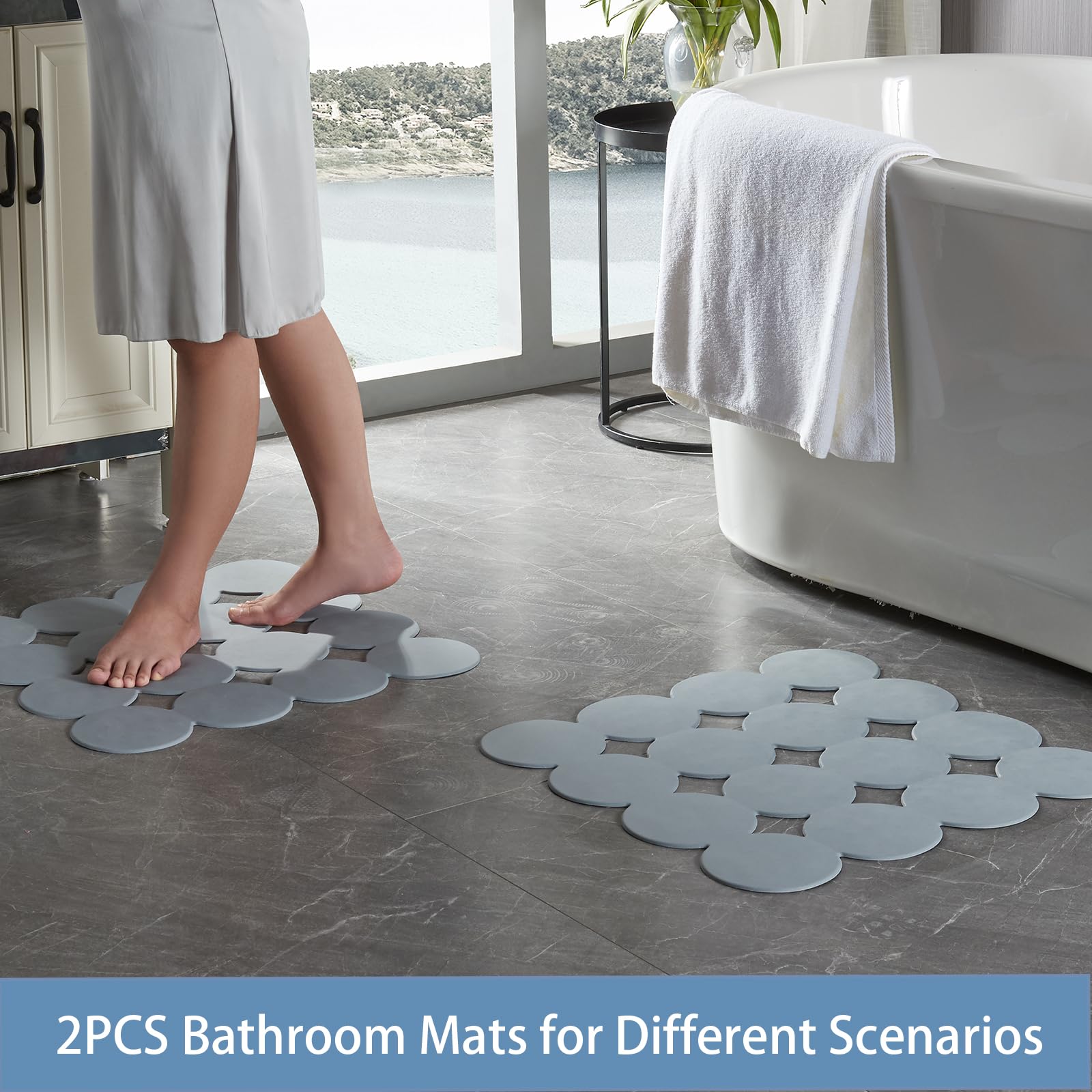 Webos Anti Slip Shower Mat: 2Pcs Non Slip Bath Mat For Tub With Strong Suction Cups Bathtub & Tub Mats For Elderly And Kids Bath