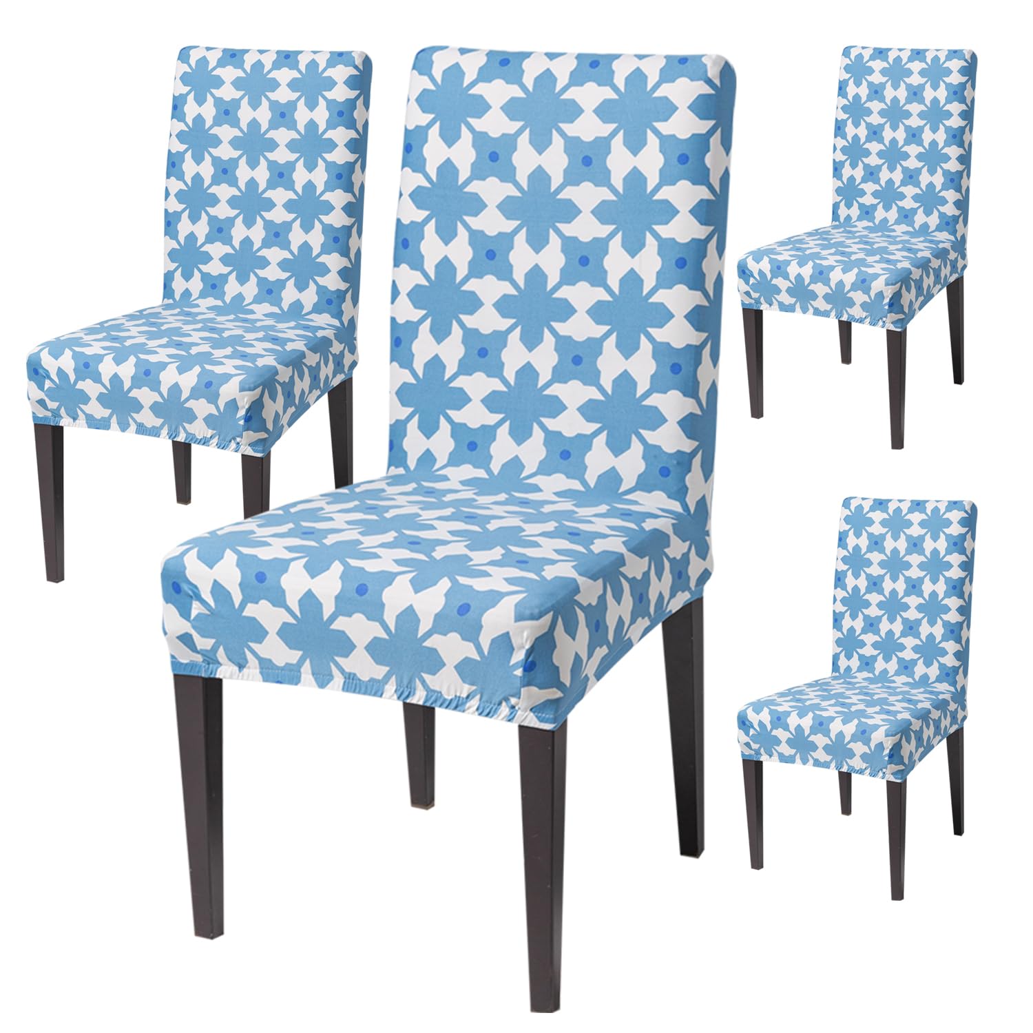 House Of Quirk Elastic Chair Cover Stretch Removable Washable Short Dining Chair Cover Protector Seat Slipcover (Pack Of 4, Indi