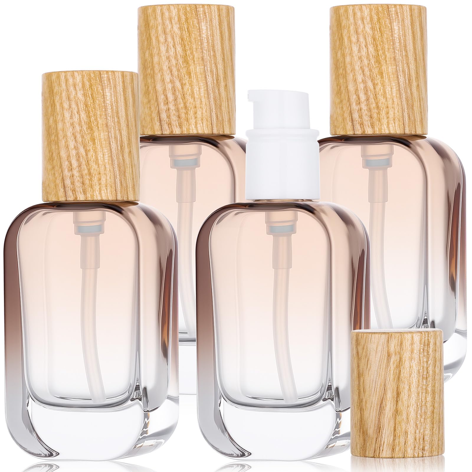 Segbeauty 1Oz Refillable Glass Pump Bottles For Toiletries, 4Pcs Travel Size Empty Bottles With Pumps For Skincare Foundation, 3