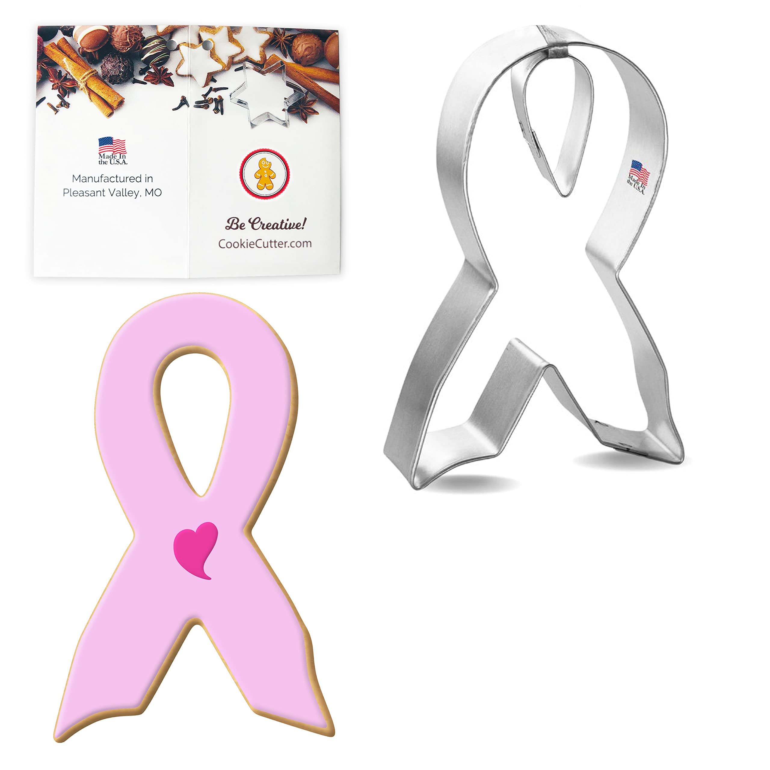Awareness Ribbon Cookie Cutter 2 Pc Set - Ribbon, Tear Drop Cookie Cutters Hand Made In The Usa From Tin Plated Steel