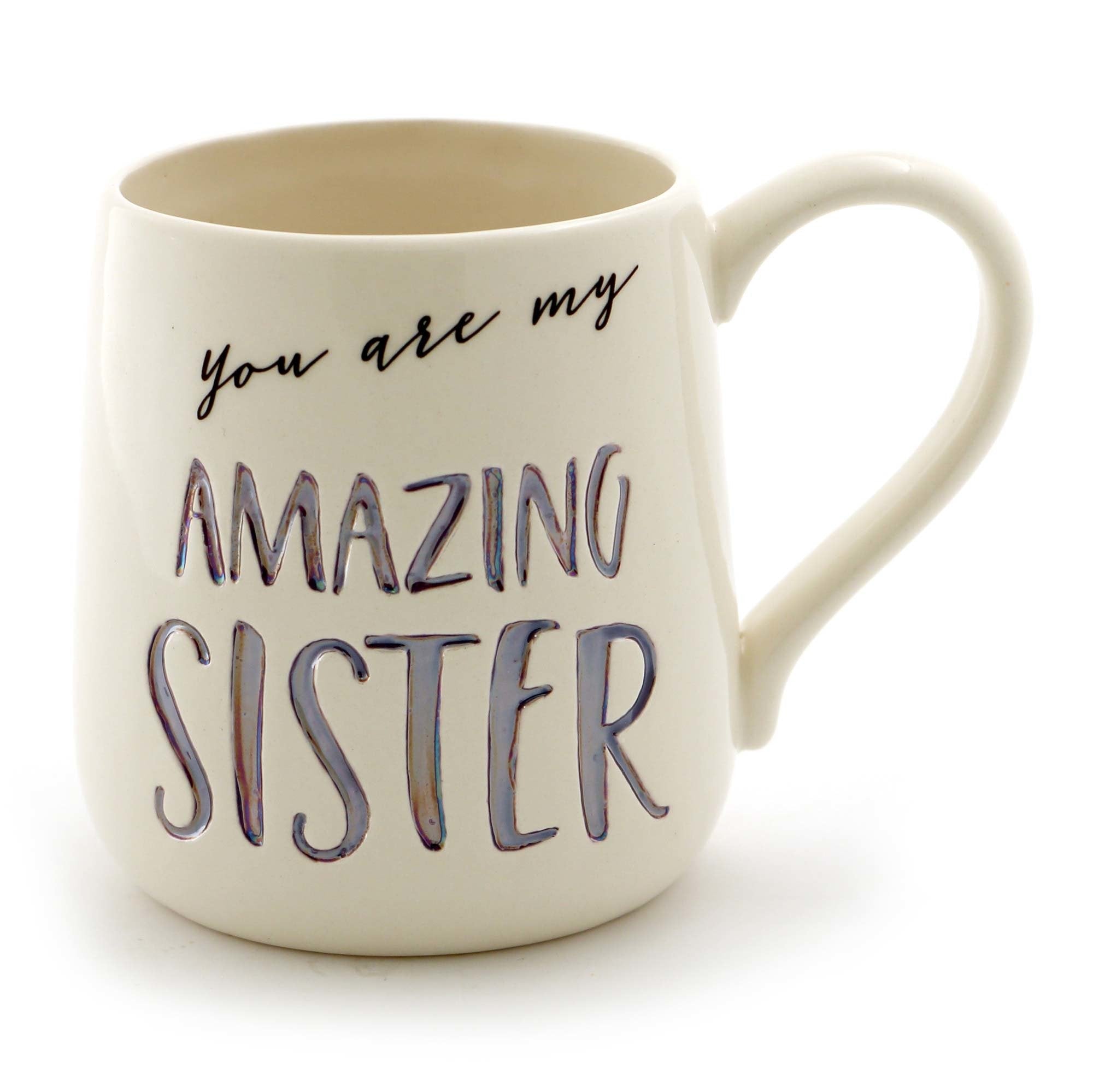 Enesco Our Name is Mud Amazing Sister Stoneware Engraved Coffee Mug, 1 Count (Pack of 1), Purple