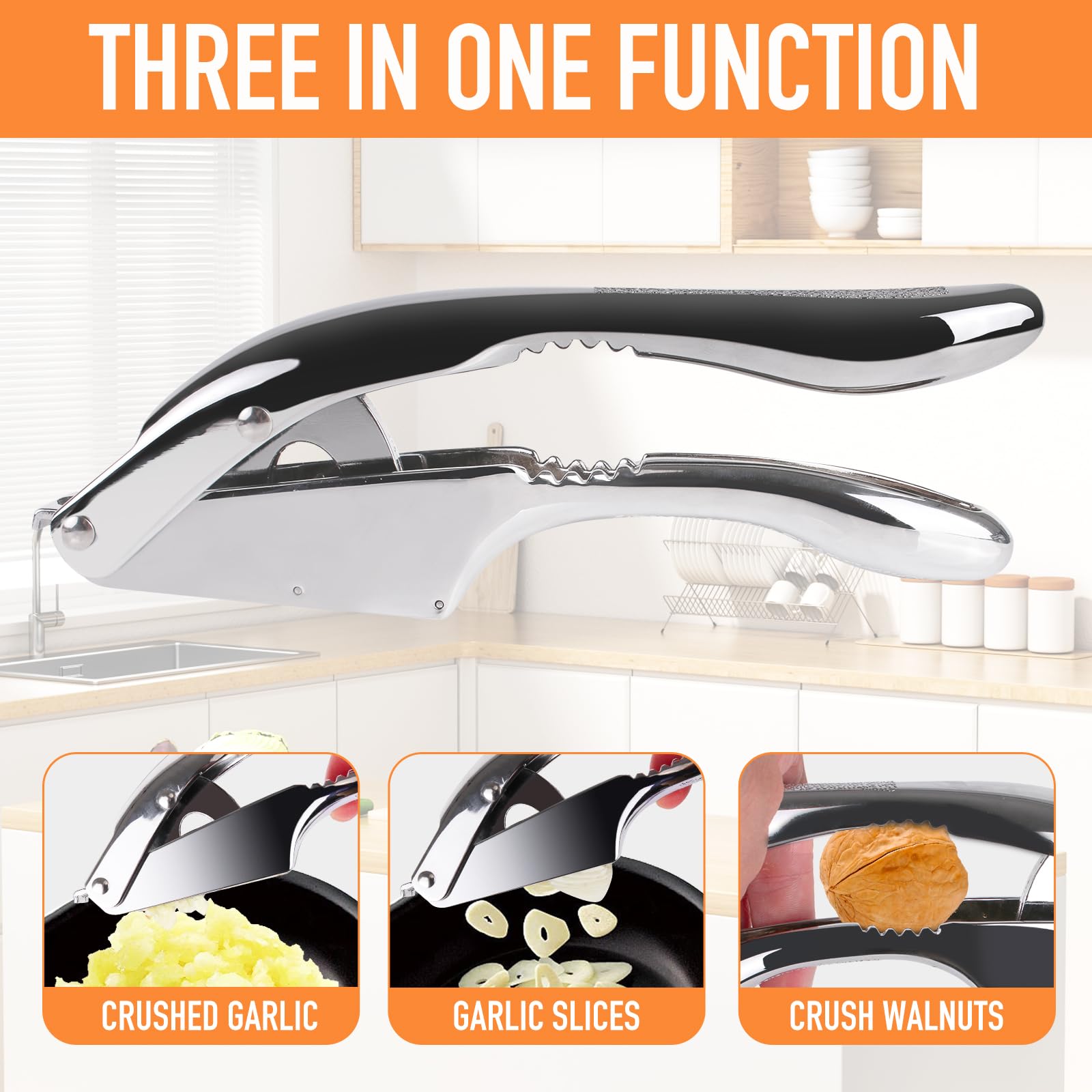 Garlic Press And Slicer 2 In 1,Effortlessly Crush, Slice, And Mince Garlic,With This Versatile Kitchen Tool - Perfect For Home C