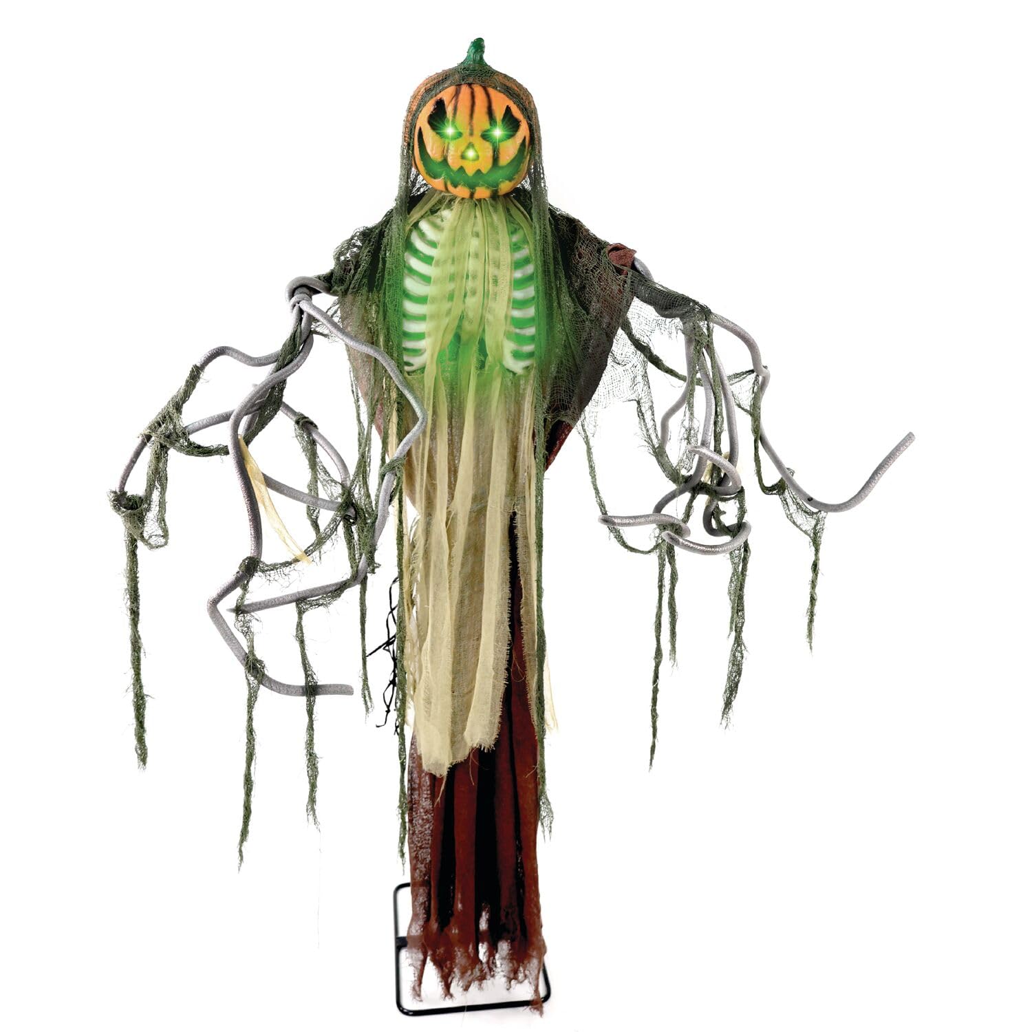 Haunted Hill Farm Lifesize Animatronic Scary Talking Pumpkin Man with Touch Activated Lights and Sound, Battery-Operated Indoor 