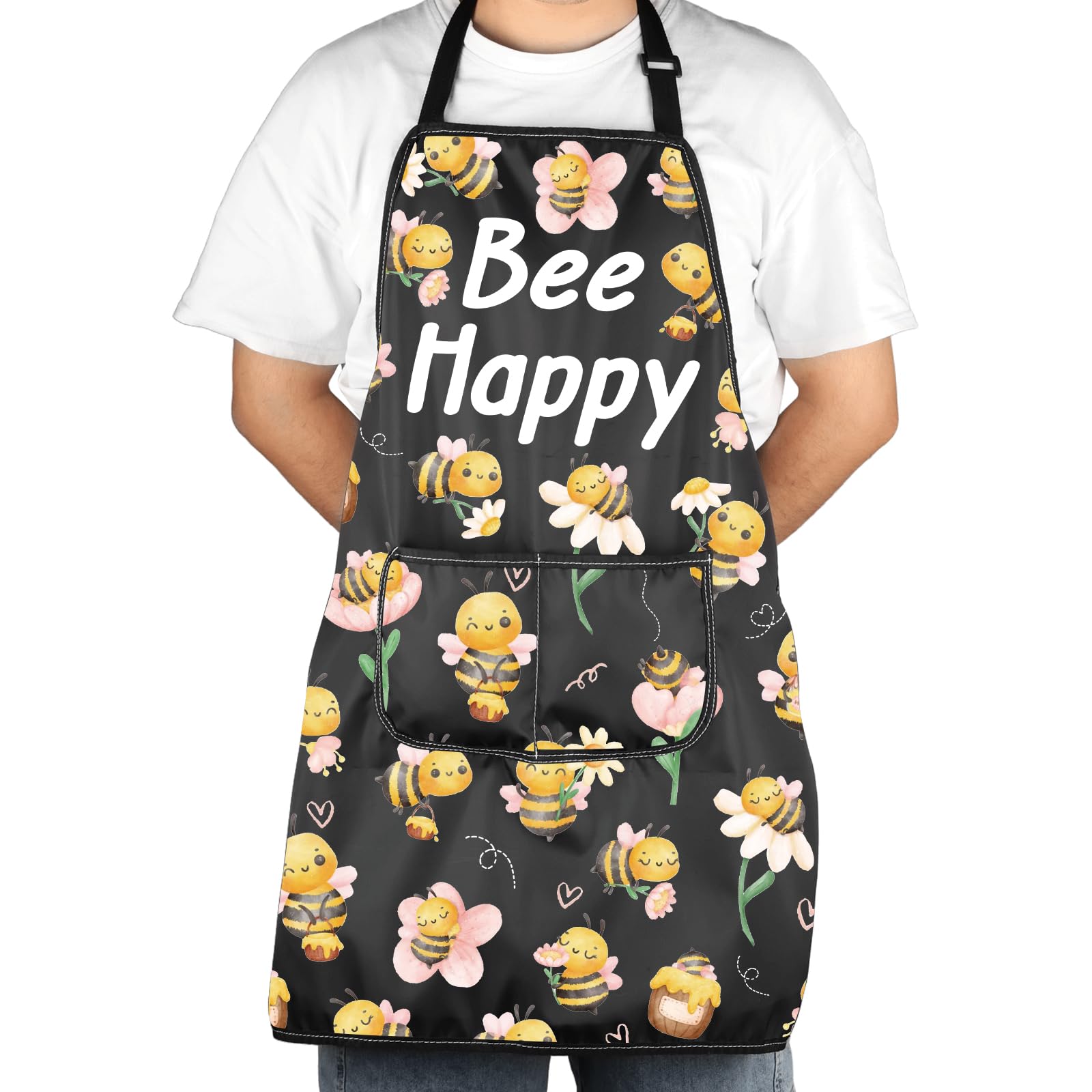Jxgzso Honey Bee Apron With Pockets Apron Bunble Bee Gift Queen Bee Kitchen Cooking Apron Bee Lover Gifts Aniaml Print Apron